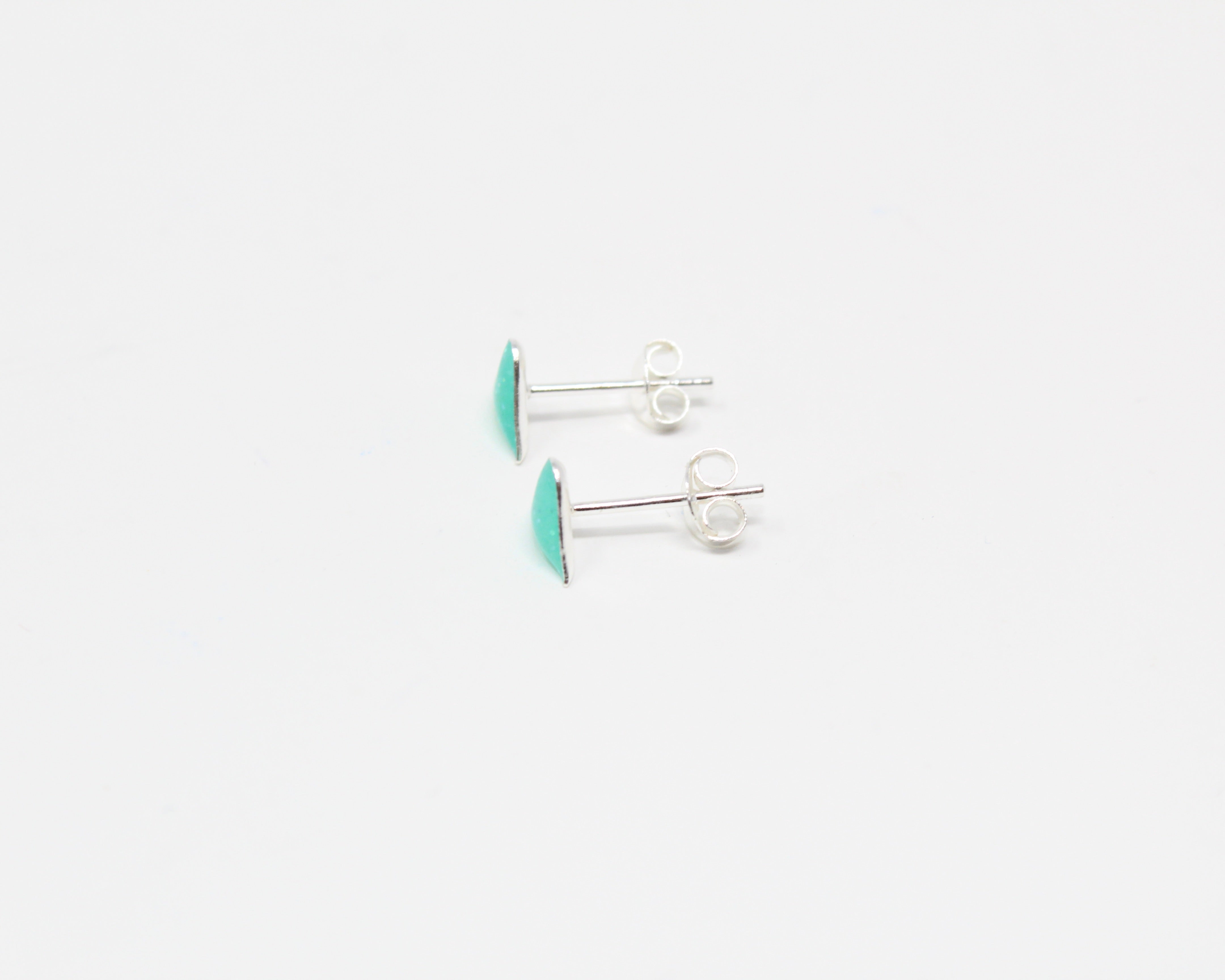 COEUR, boucle d'oreille argent sterling, émail, vert.