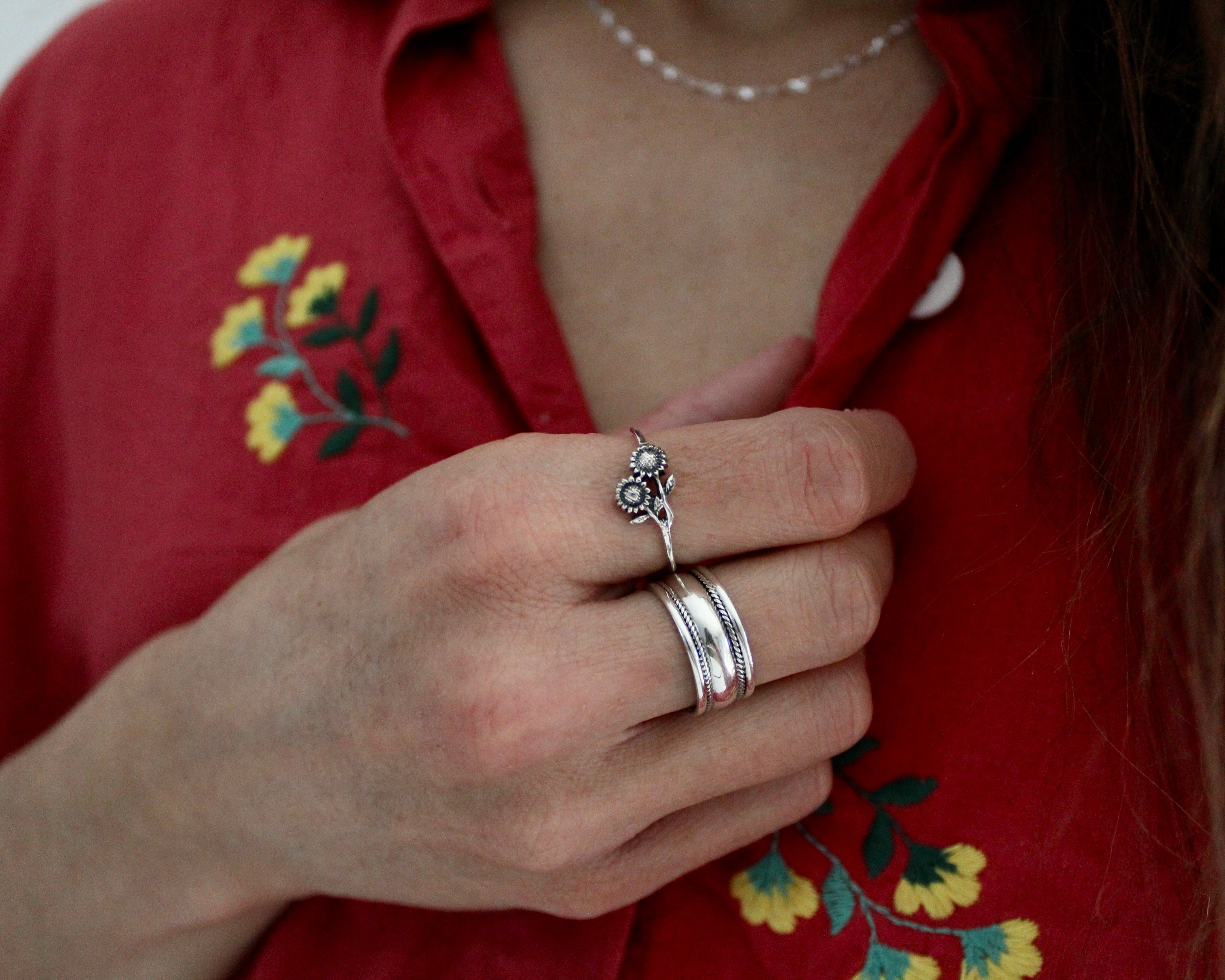 TOURNESOL bague argent sterling.
