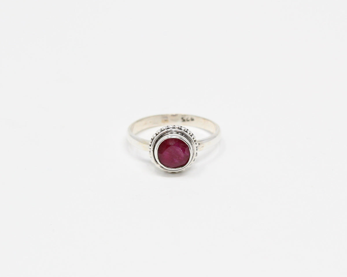 JUSTE, bague argent sterling & pierre semi-précieuse, rubis.