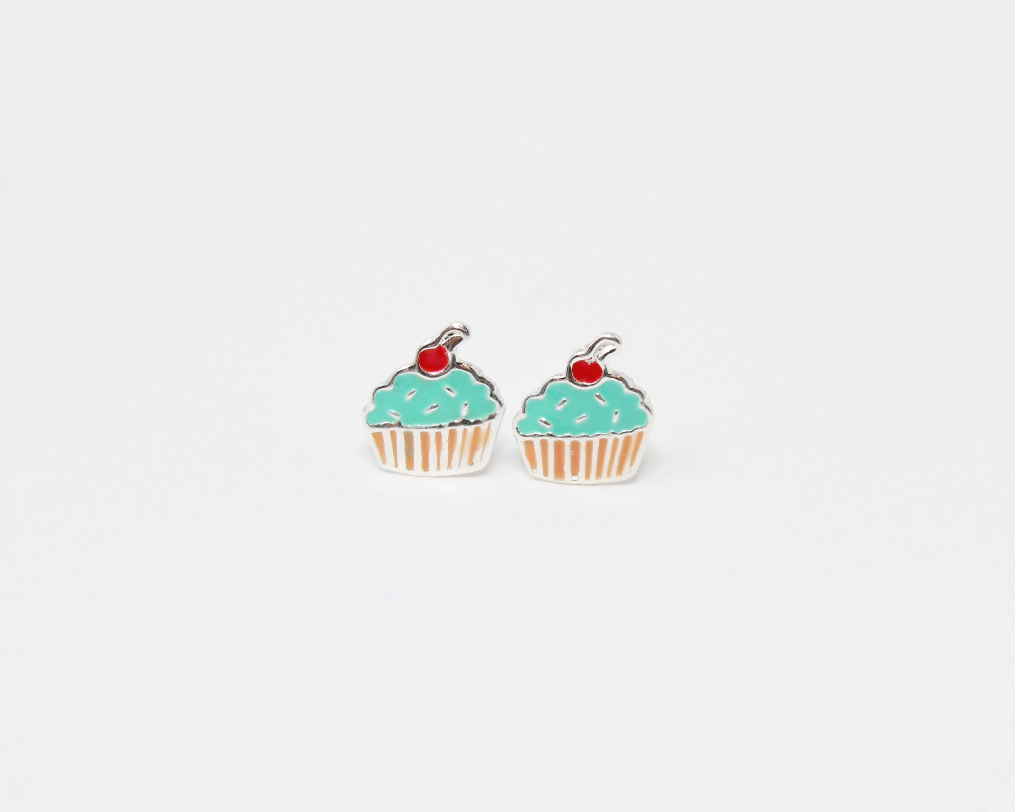 CUPCAKE, boucle d'oreille argent sterling, émail.