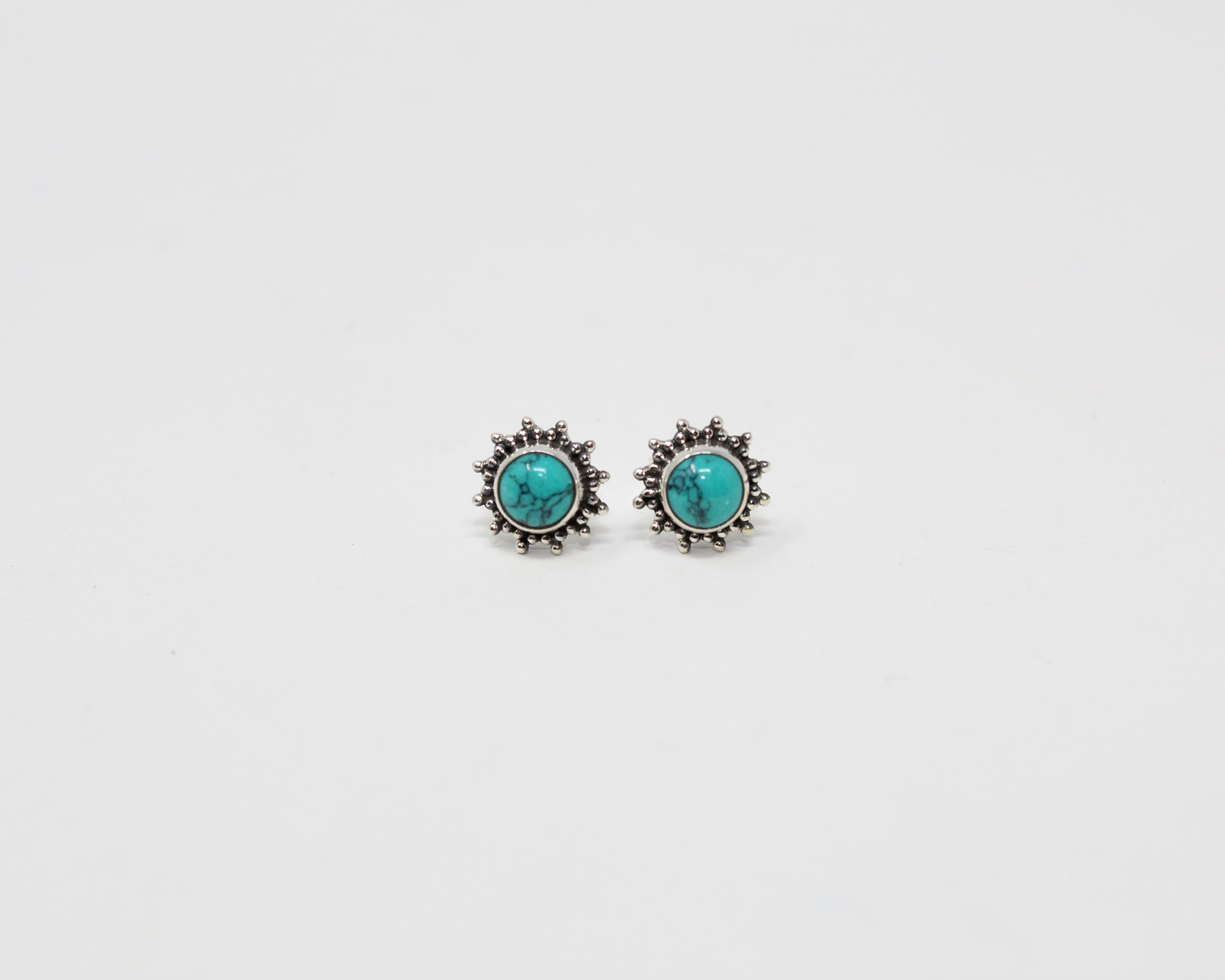 SOLAIRE, boucles d'oreilles argent sterling et pierre semi-précieuse, turquoise.