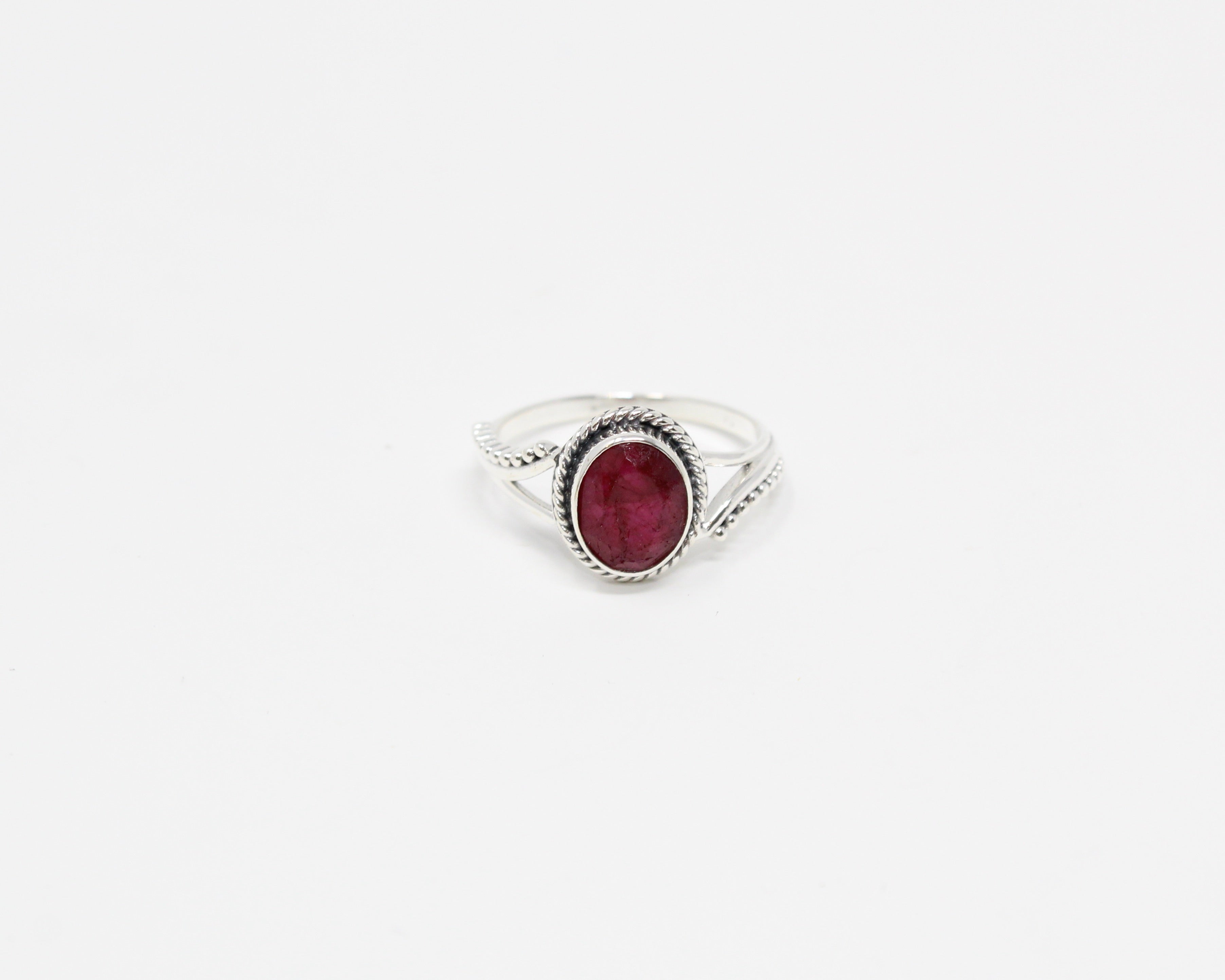 BONHEUR, bague argent sterling, rubis.