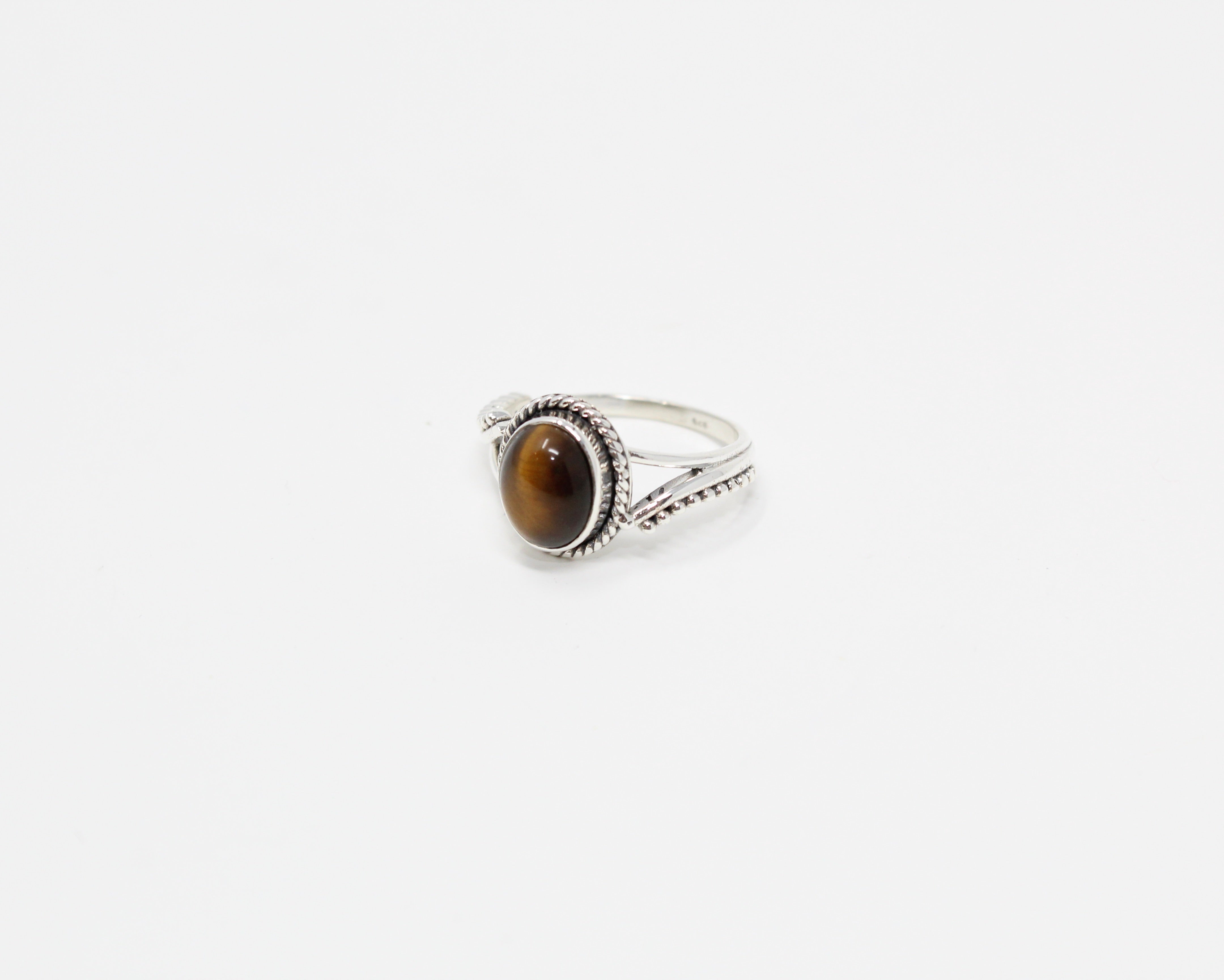 BONHEUR, bague argent sterling, oeil-de-tigre.