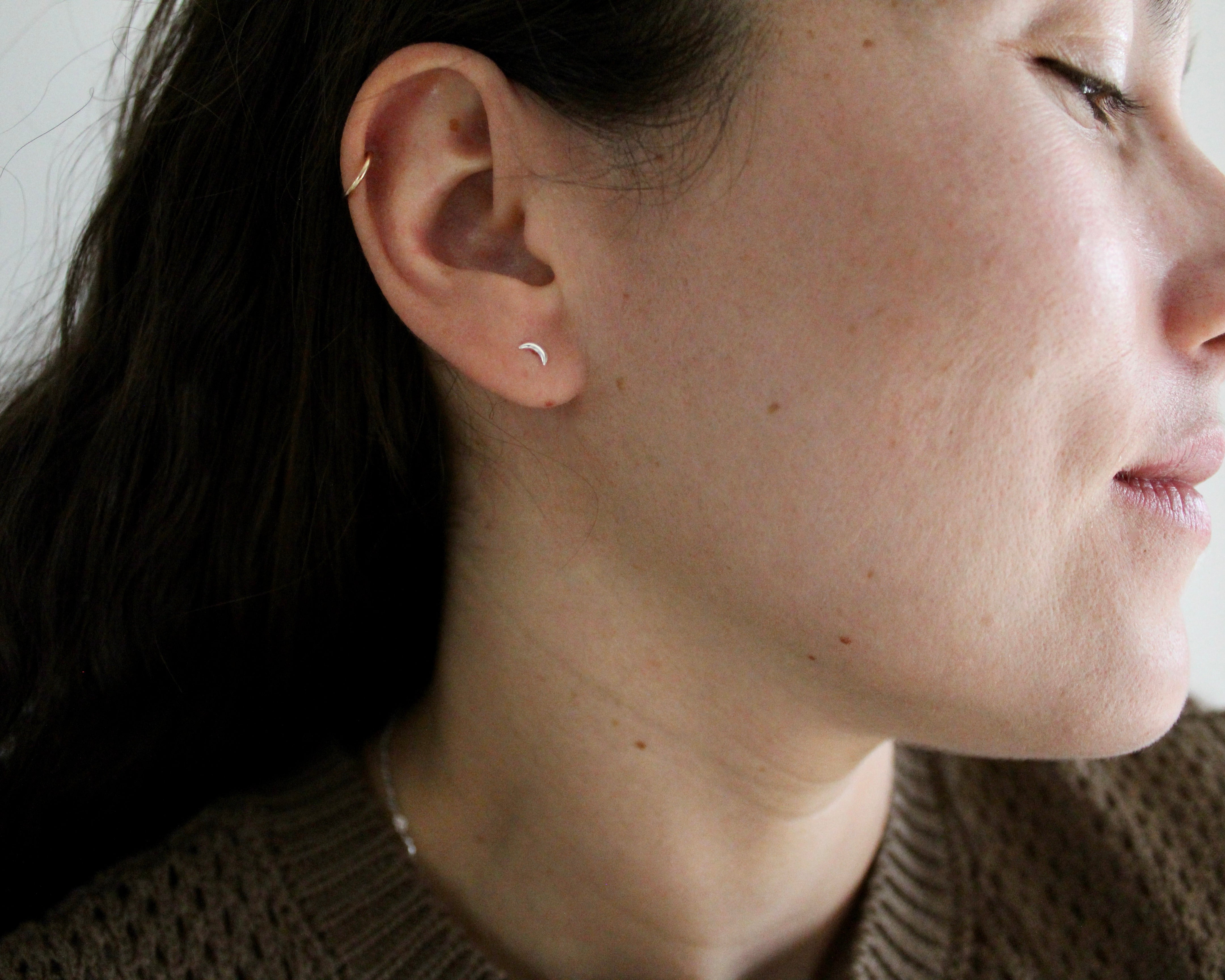 LUNE, boucles d'oreilles argent sterling.