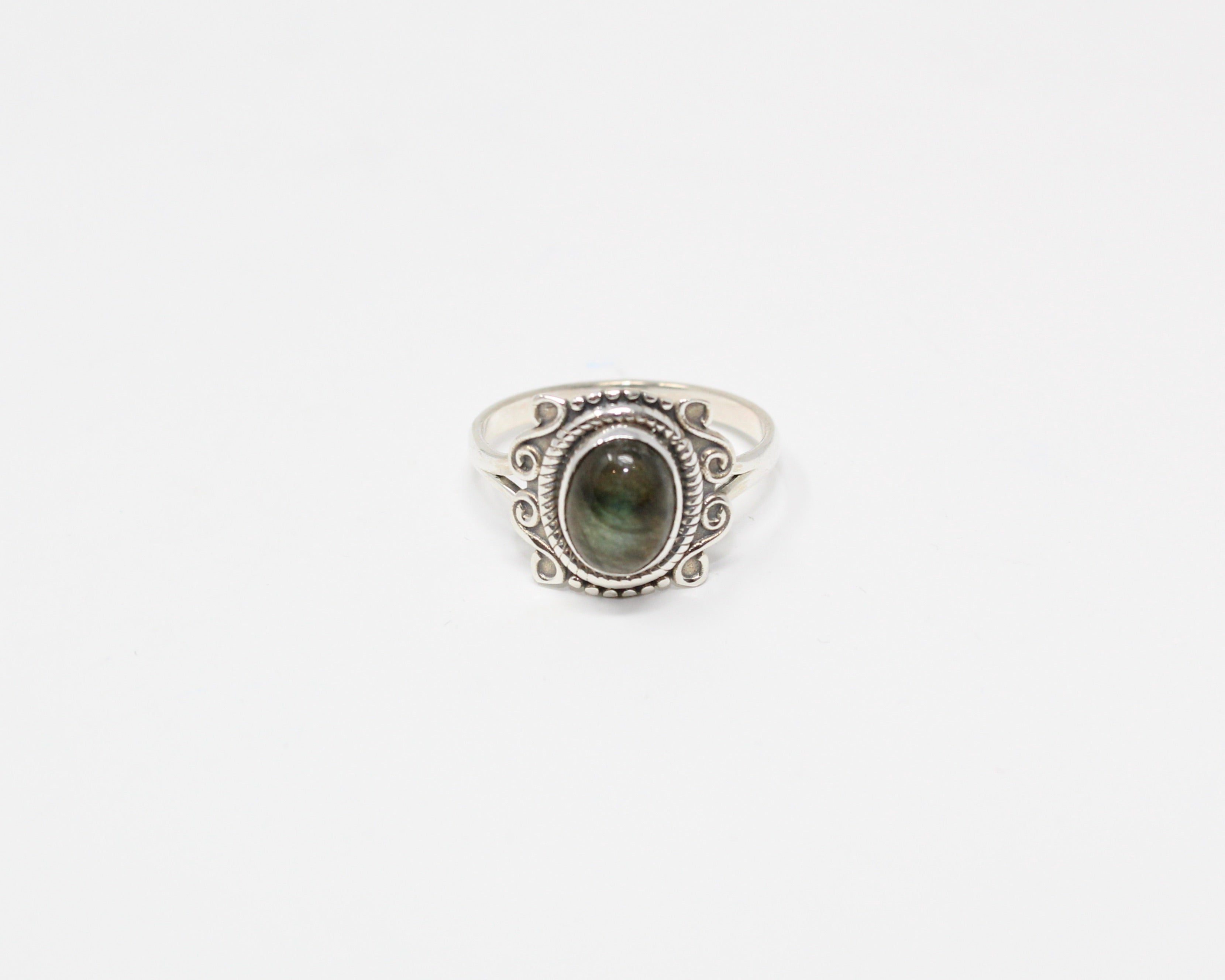 PATIENCE, bague argent sterling et pierre semi-précieuse, labradorite.