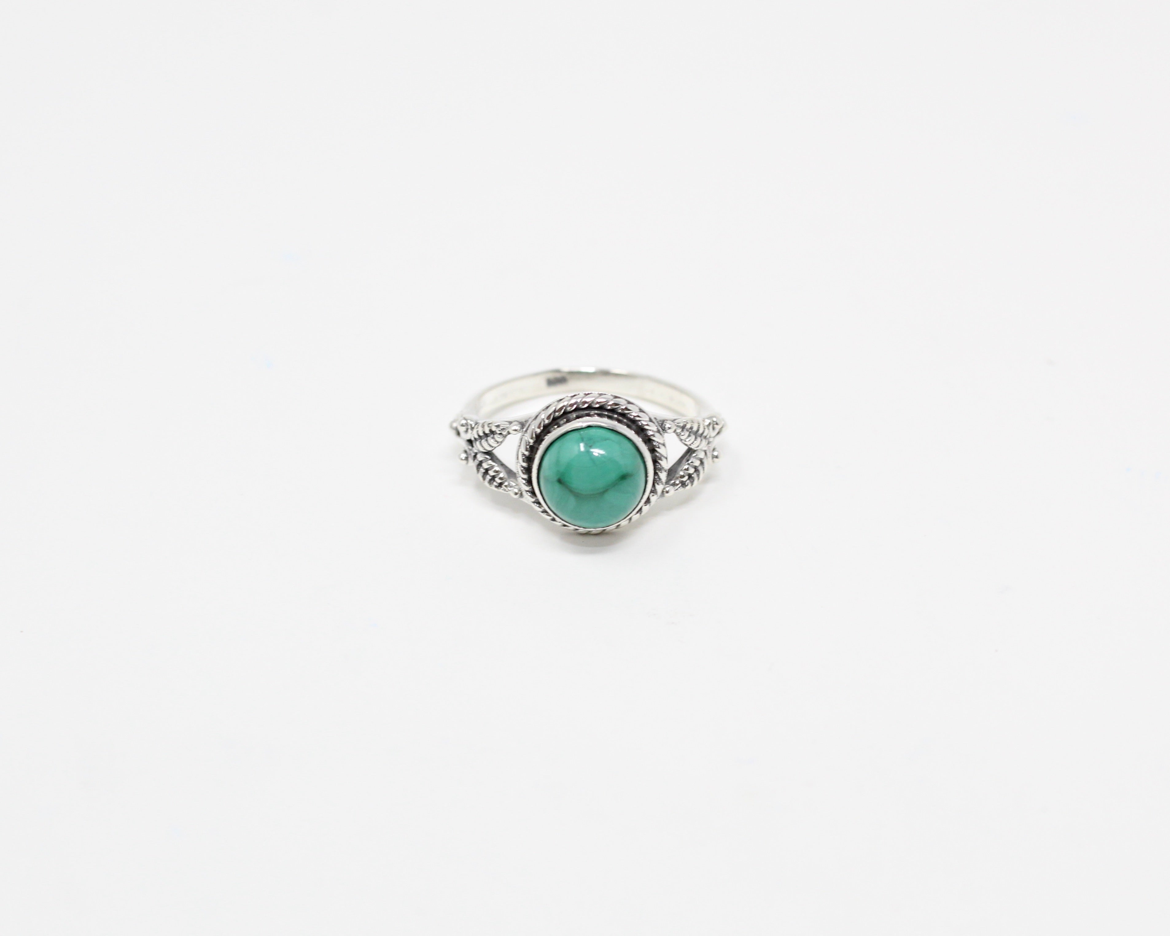 BELLE, bague argent et pierre semi-précieuse, malachite.