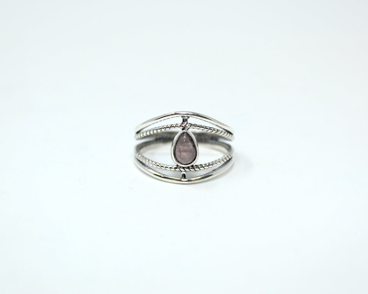 LOYAL, argent sterling et pierre semi-précieuse, quartz rose.