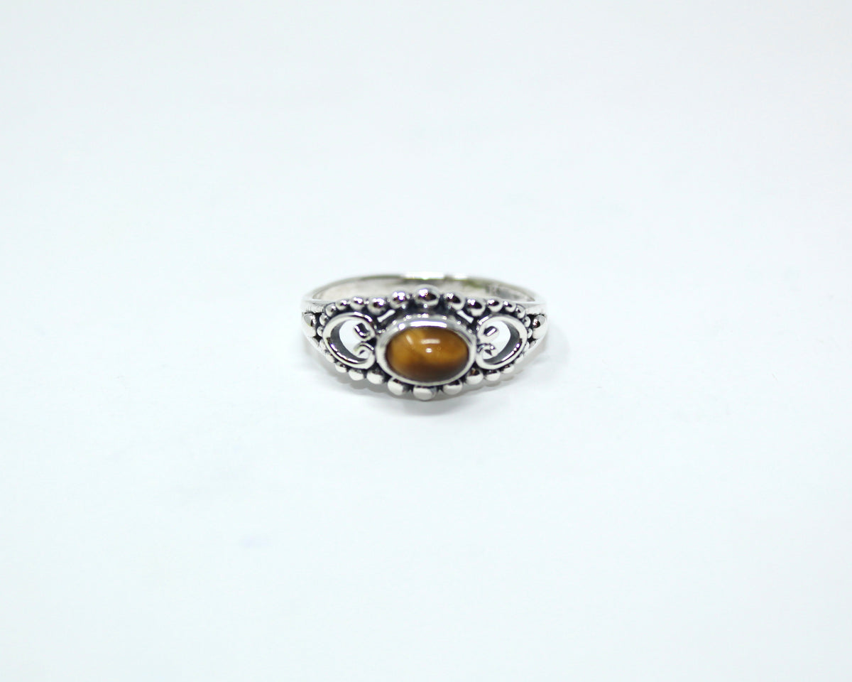 Liberté, bague argent sterling et pierre semi-précieuse, oeil-de-tigre.
