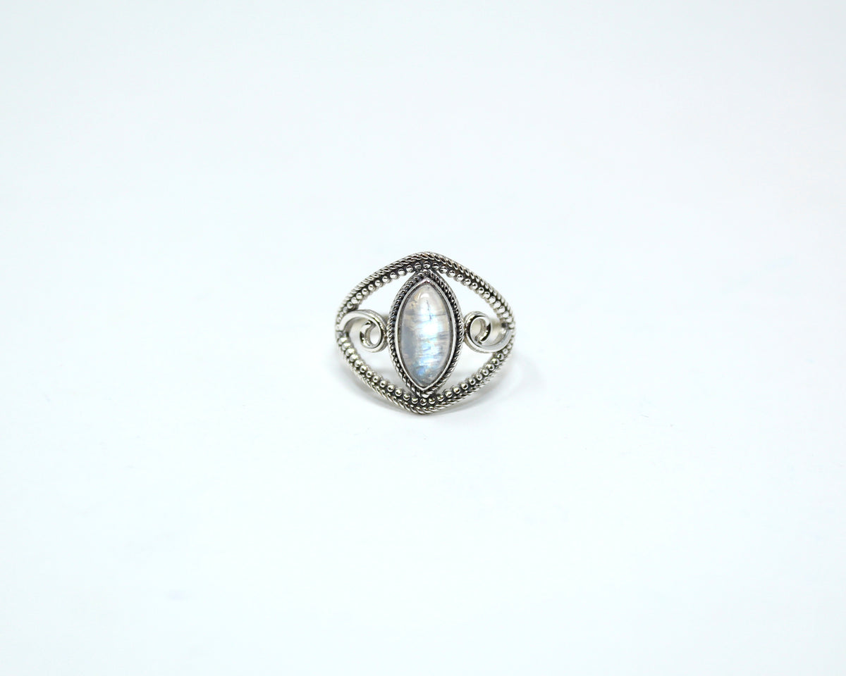 HARMONIE, bague argent sterling et pierre semi-précieuse, pierre de lune.