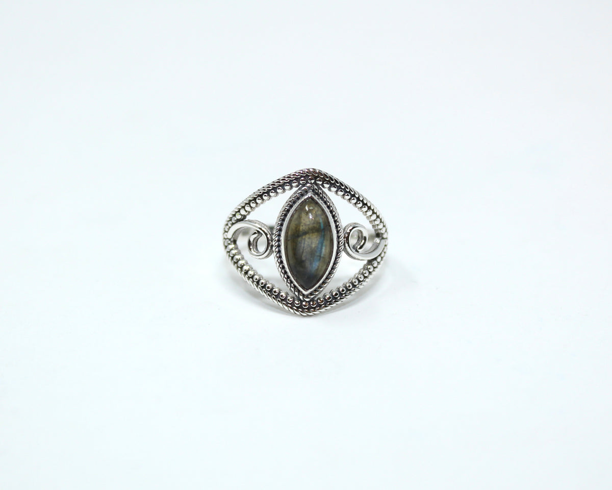 HARMONIE, bague argent sterling et pierre semi-précieuse, labradorite.