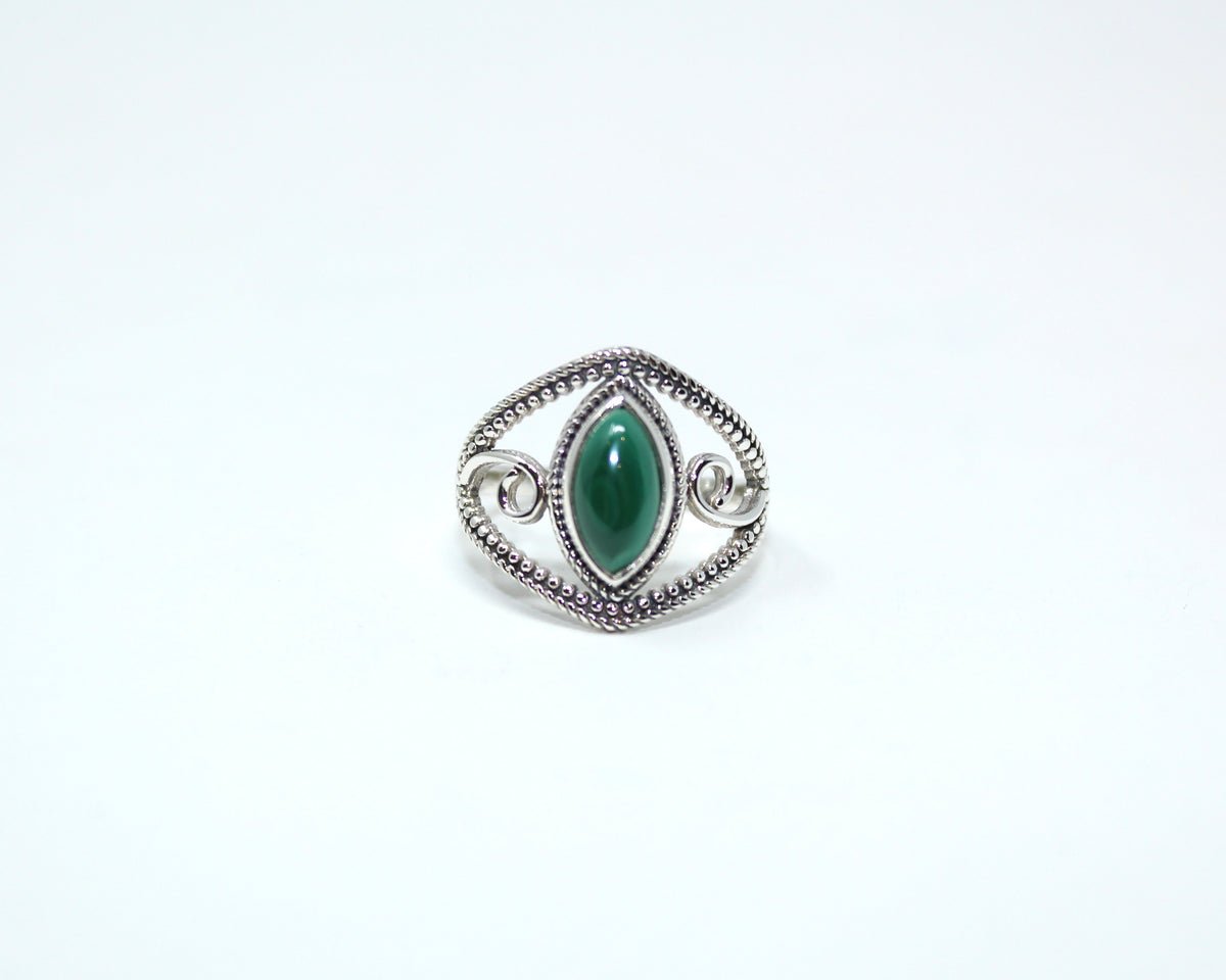 HARMONIE, bague argent sterling et pierre semi-précieuse, malachite.