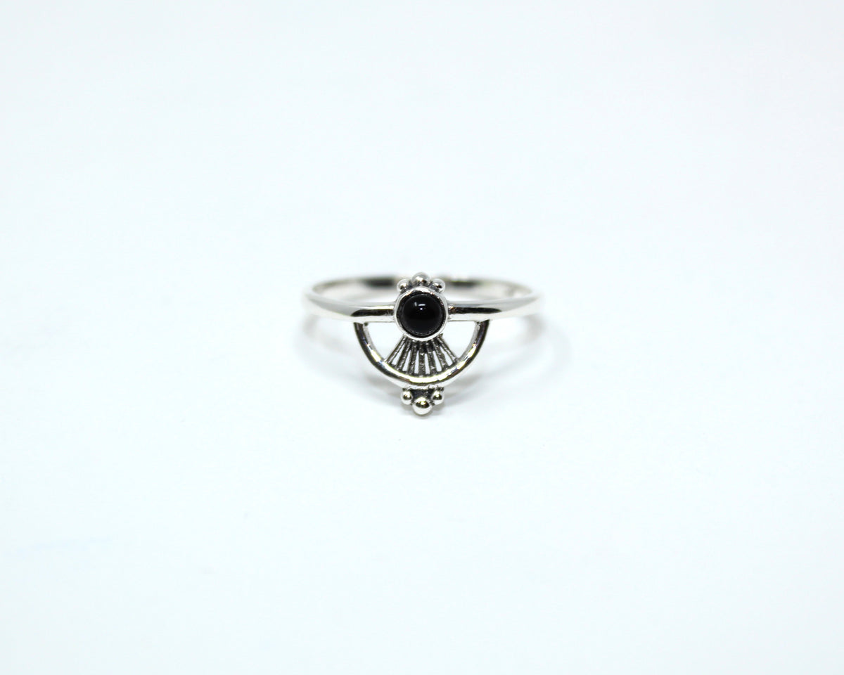 FORCE, bague argent sterling et pierre semi-précieuse, onyx.