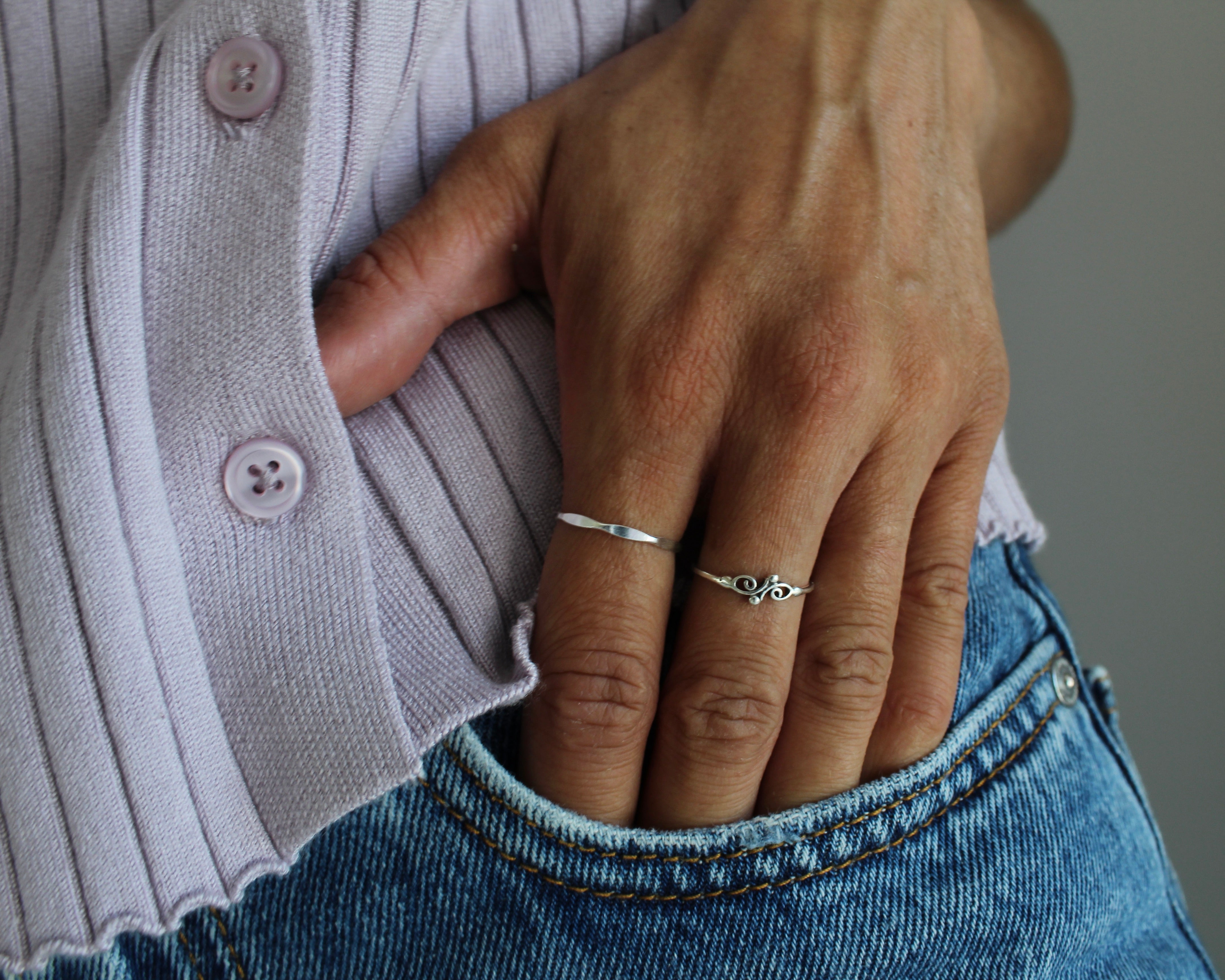 NATURE, bague argent sterling.