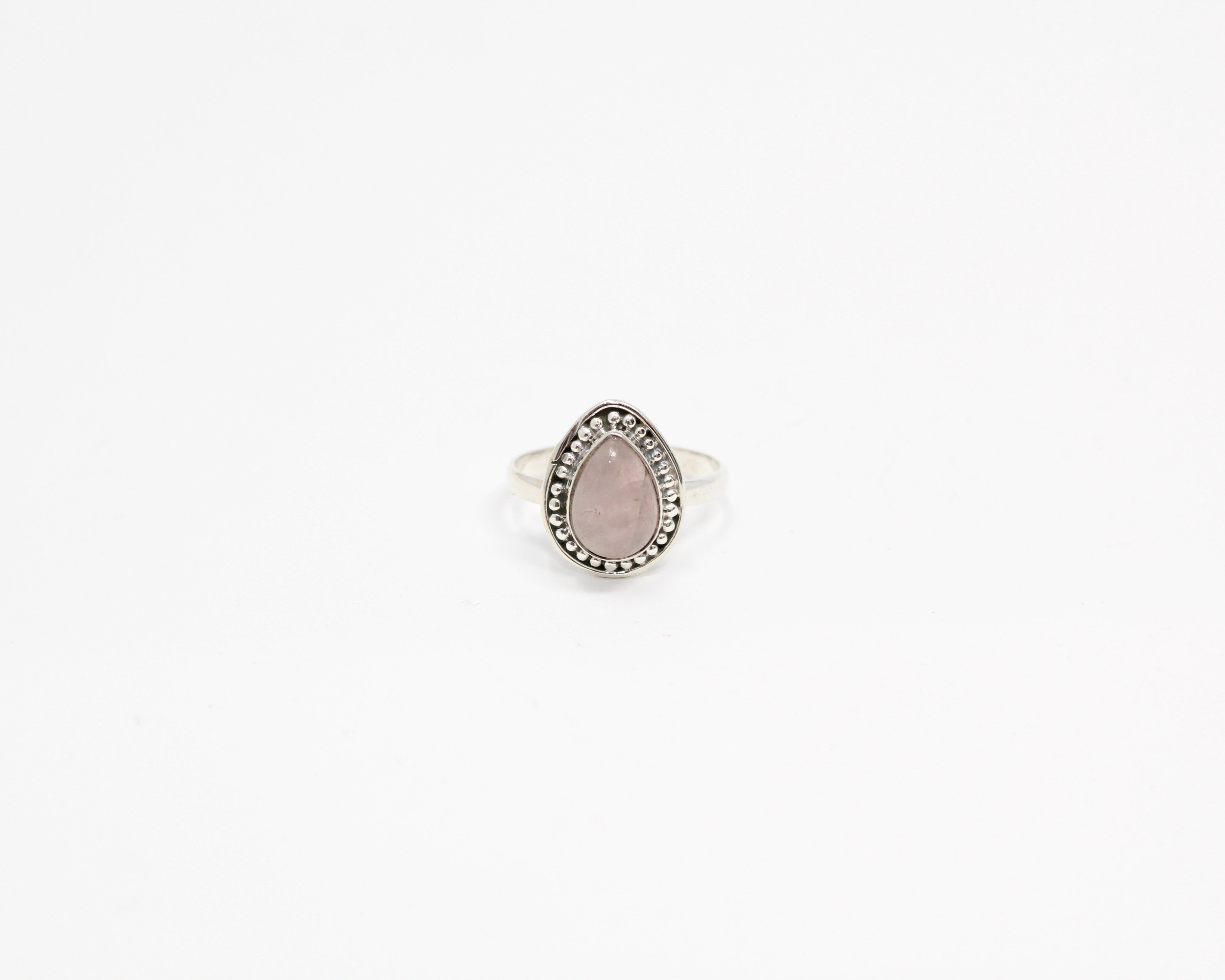 ÉLÉGANCE, bague argent sterling et pierre semi-précieuse, QUARTZ ROSE.