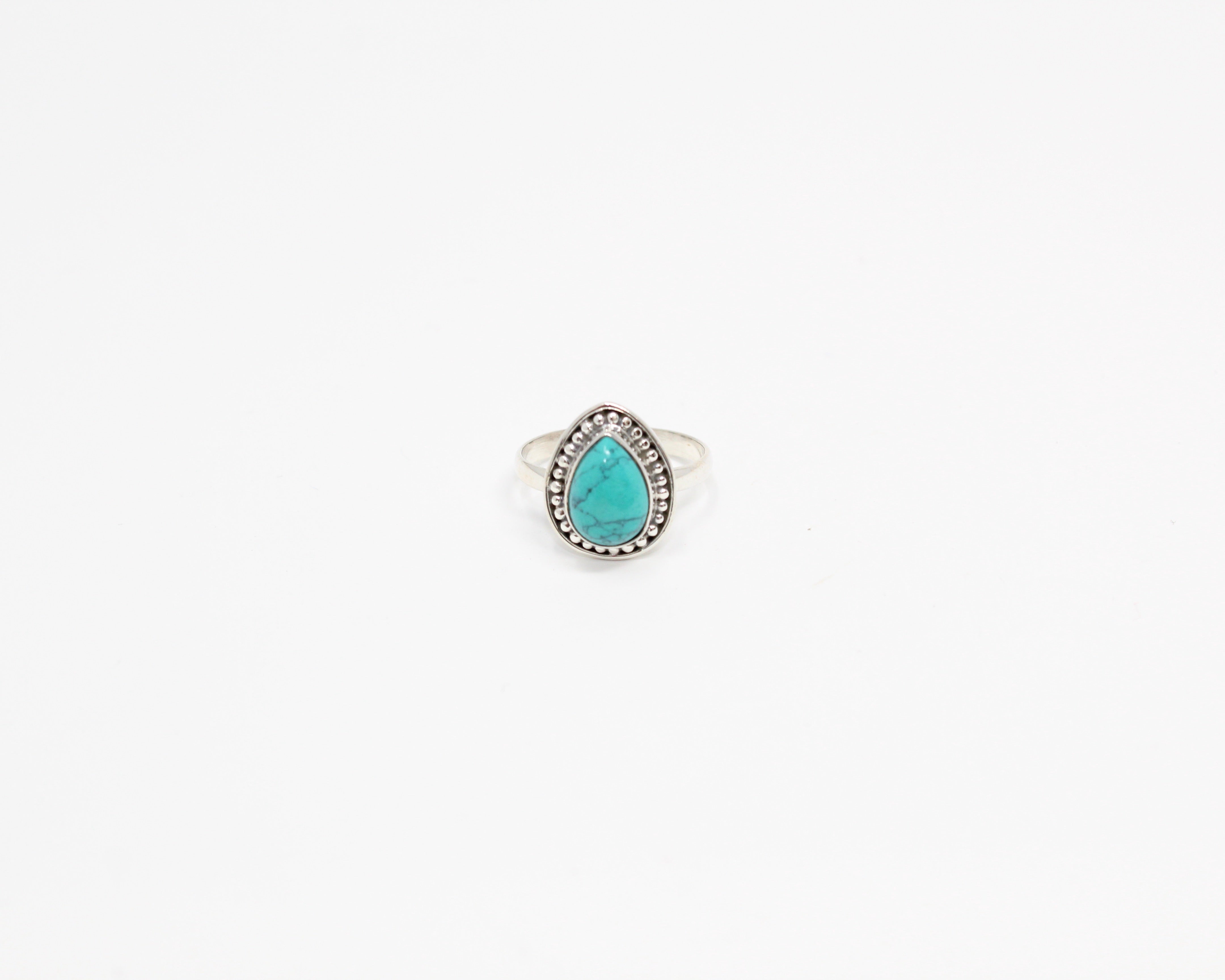 ÉLÉGANCE, bague argent sterling et pierre semi-précieuse, TURQUOISE.