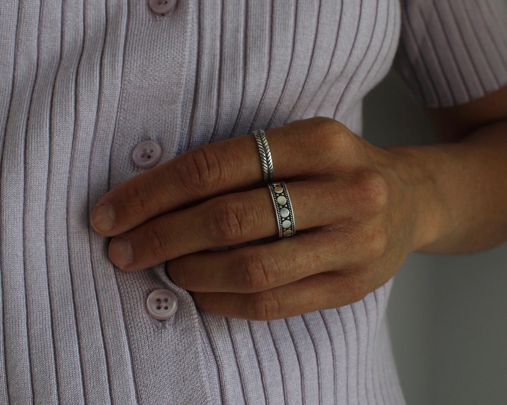 RATTAN, bague argent sterling.