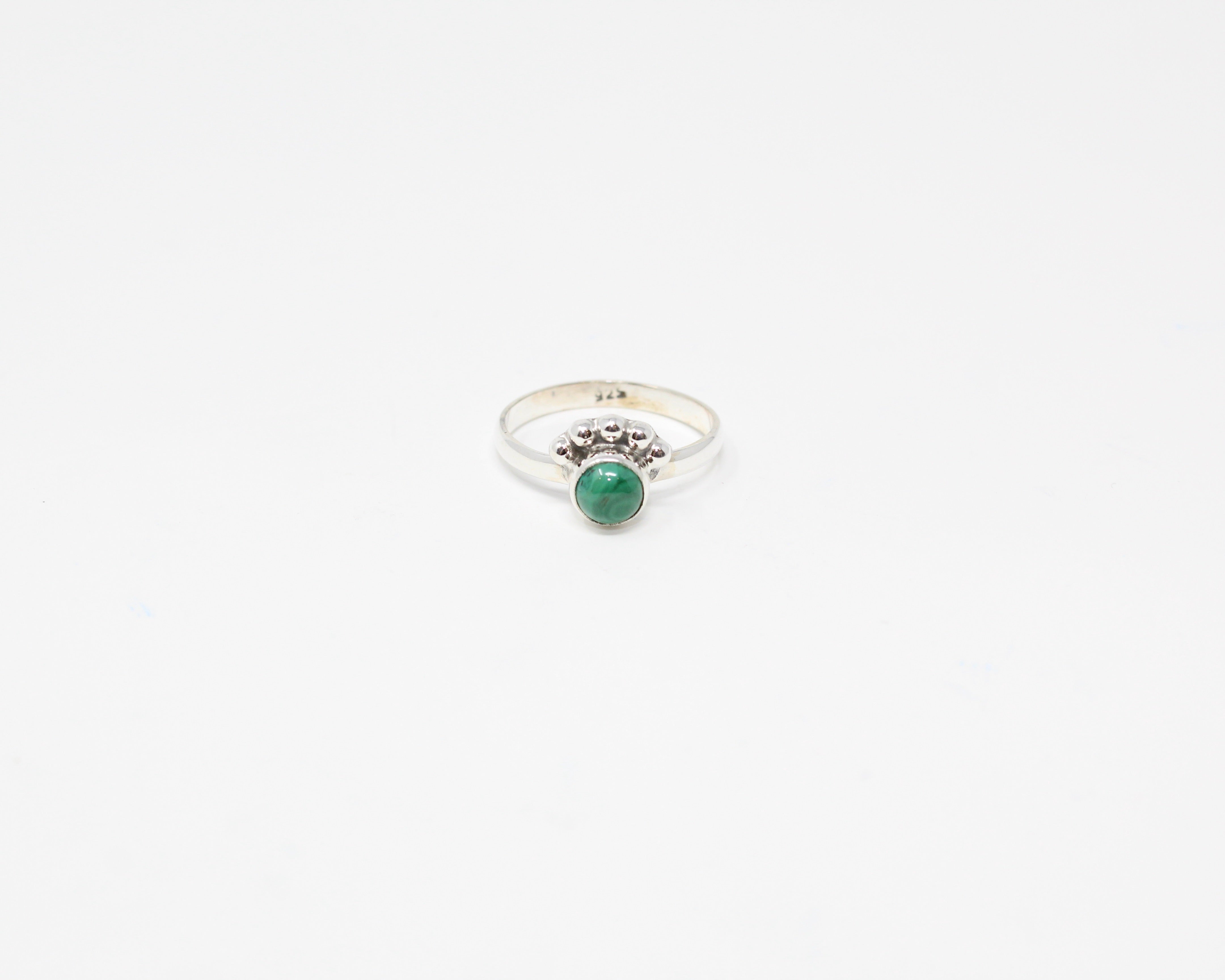 CALME, bague argent sterling et pierre semi-précieuse, MALACHITE.
