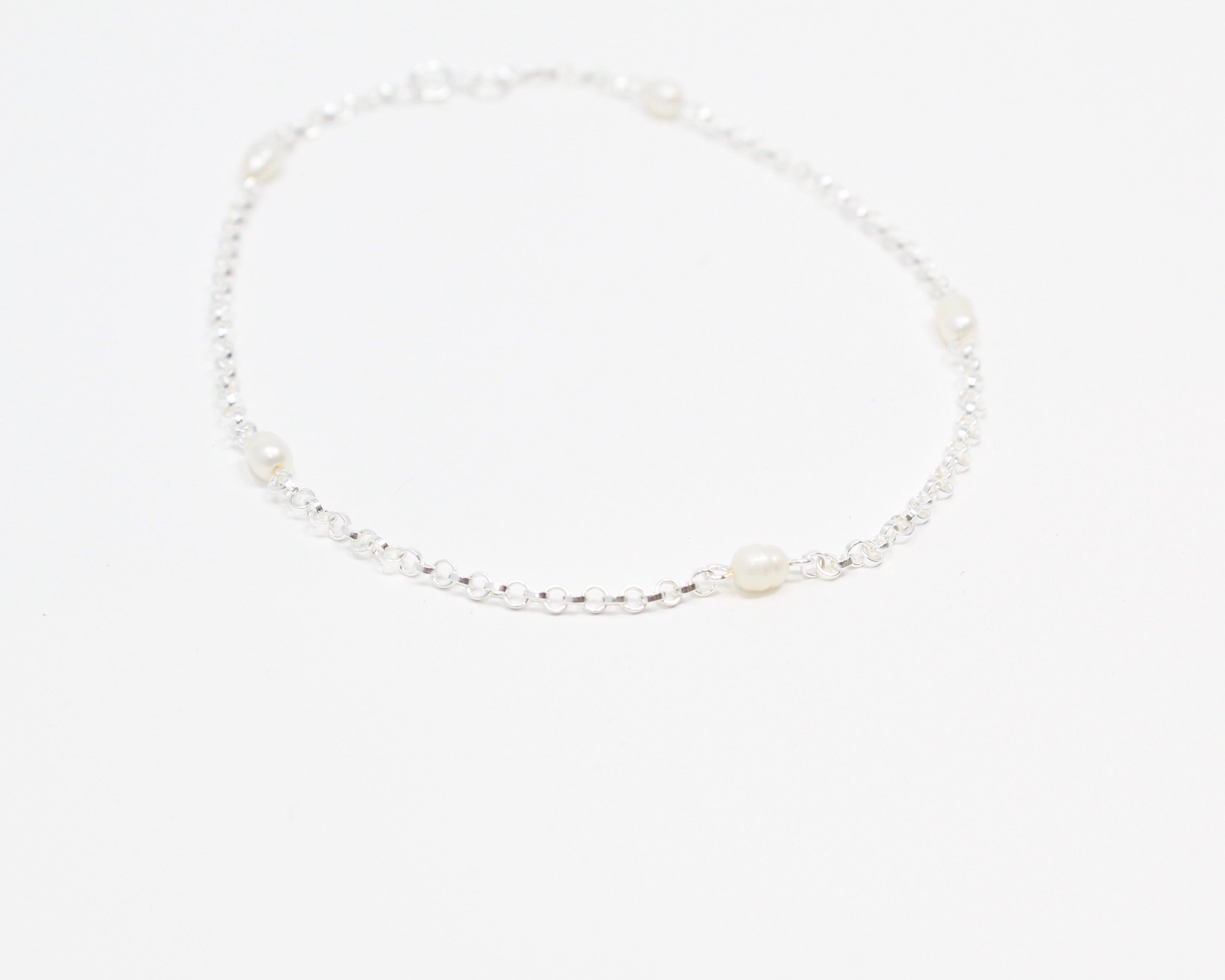 PERLA, bracelet de cheville, argent sterling et perle.
