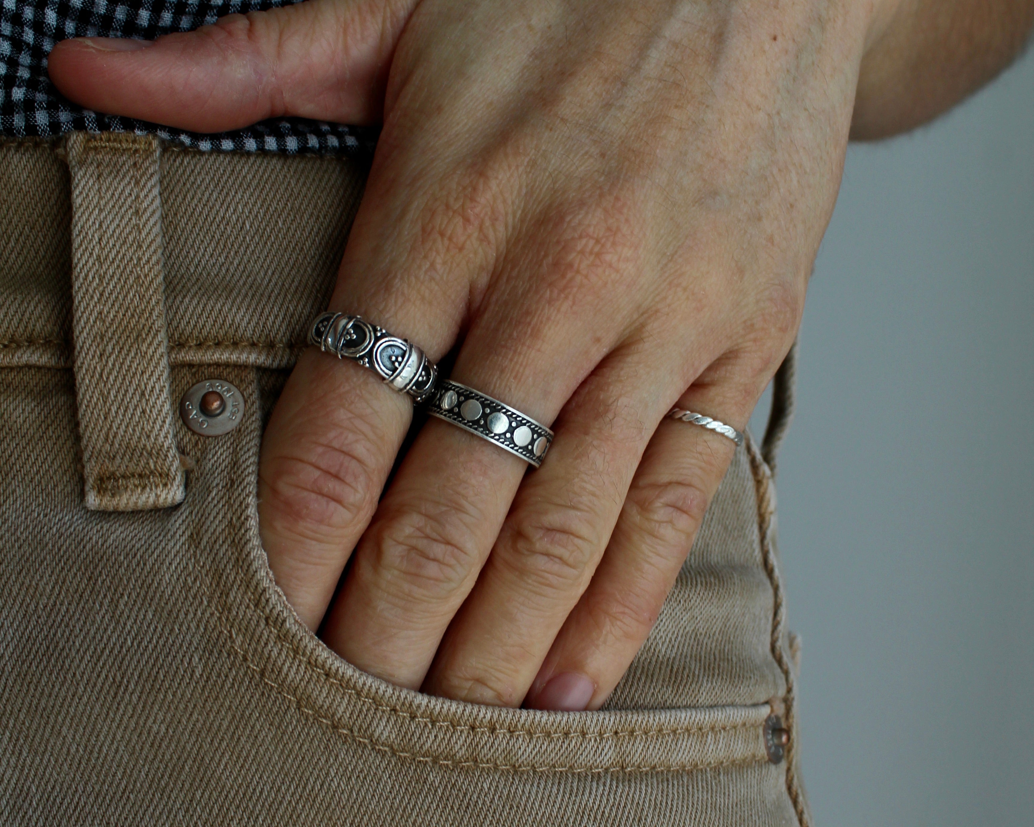 RATTAN, bague argent sterling.