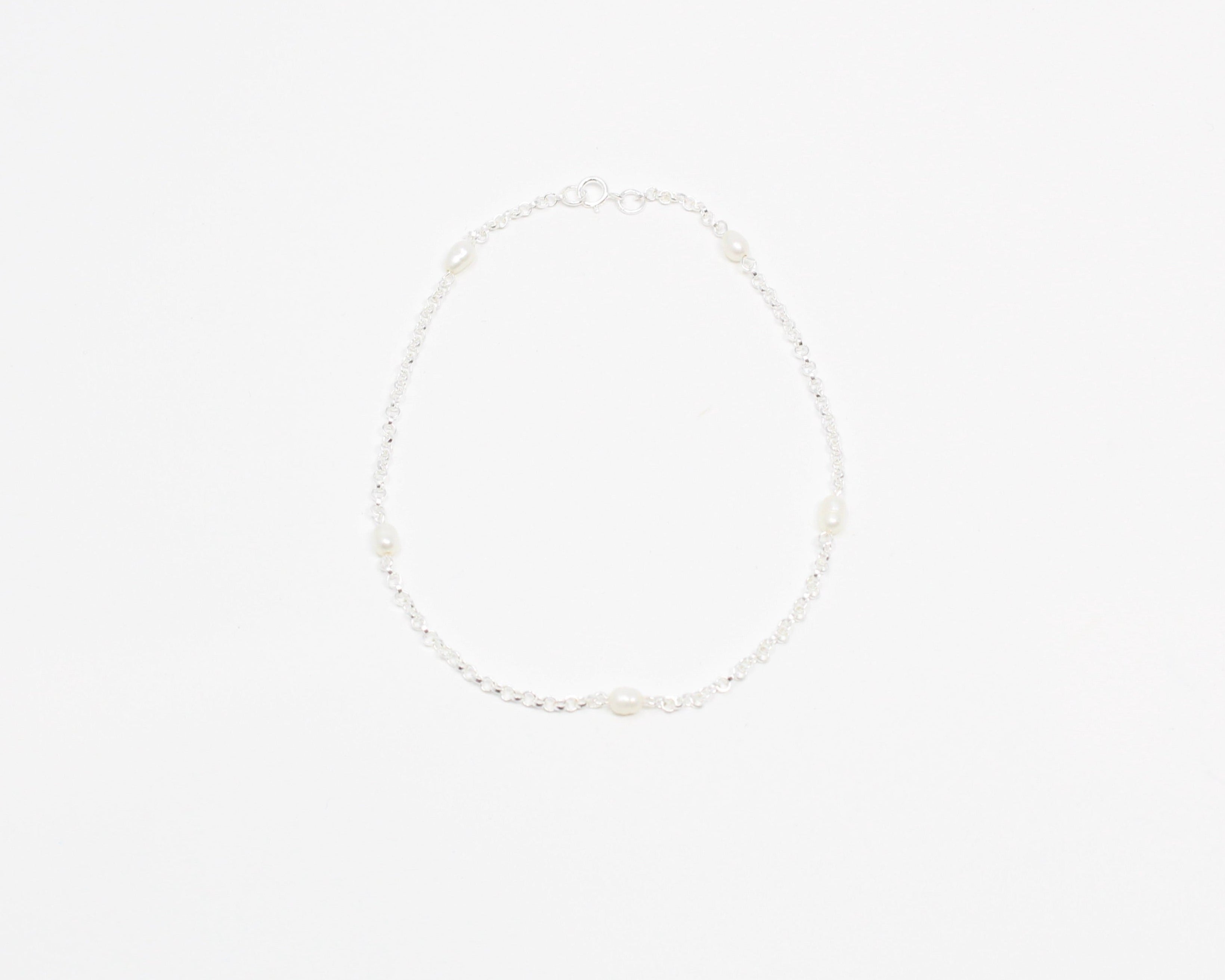 PERLA, bracelet de cheville, argent sterling et perle.