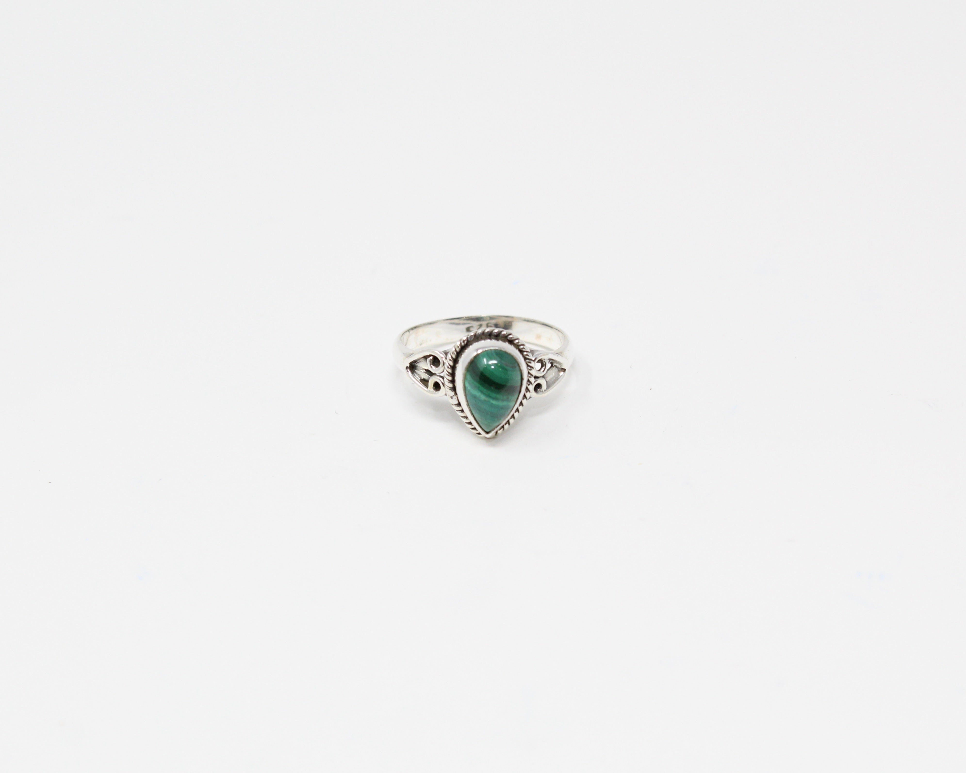 FORCE, bague argent sterling et pierre semi-précieuse, MALACHITE.