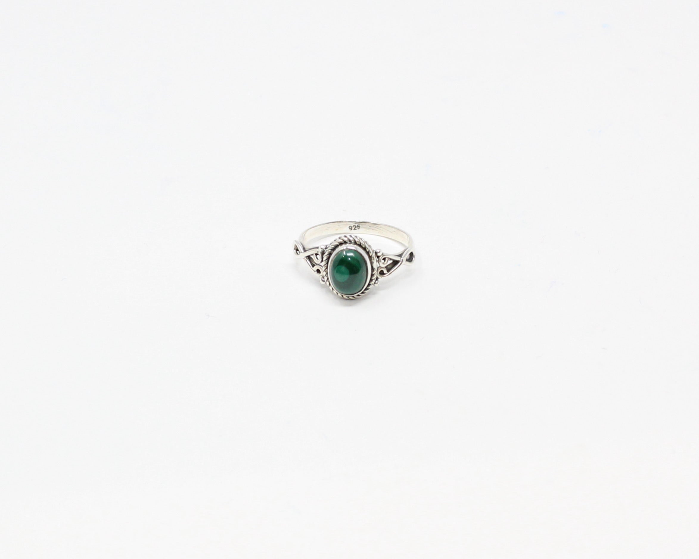 ÉTERNITÉ, bague argent sterling, pierre semi-précieuse, malachite.