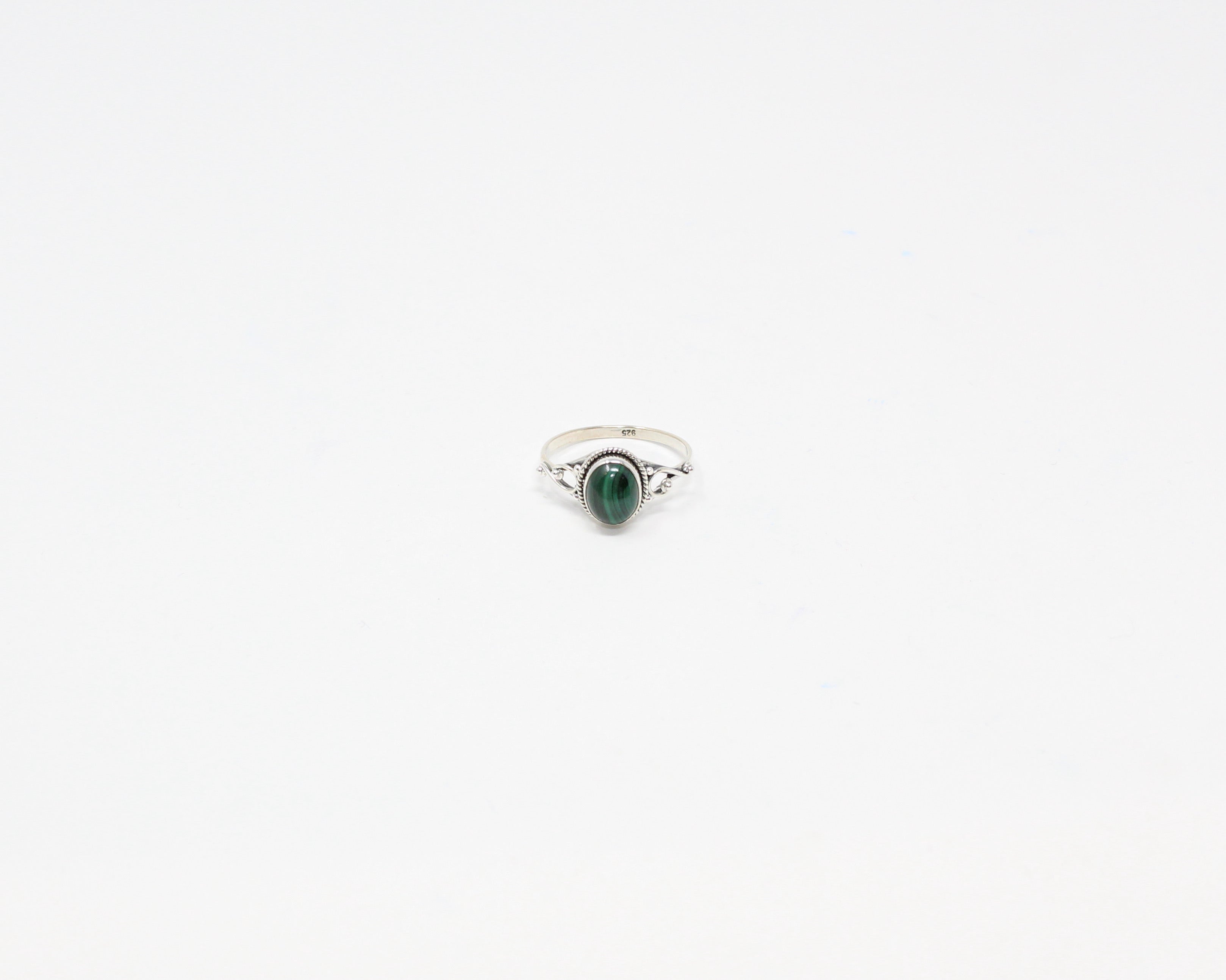 HARMONIE, bague argent sterling, pierre semi-précieuse, malachite.