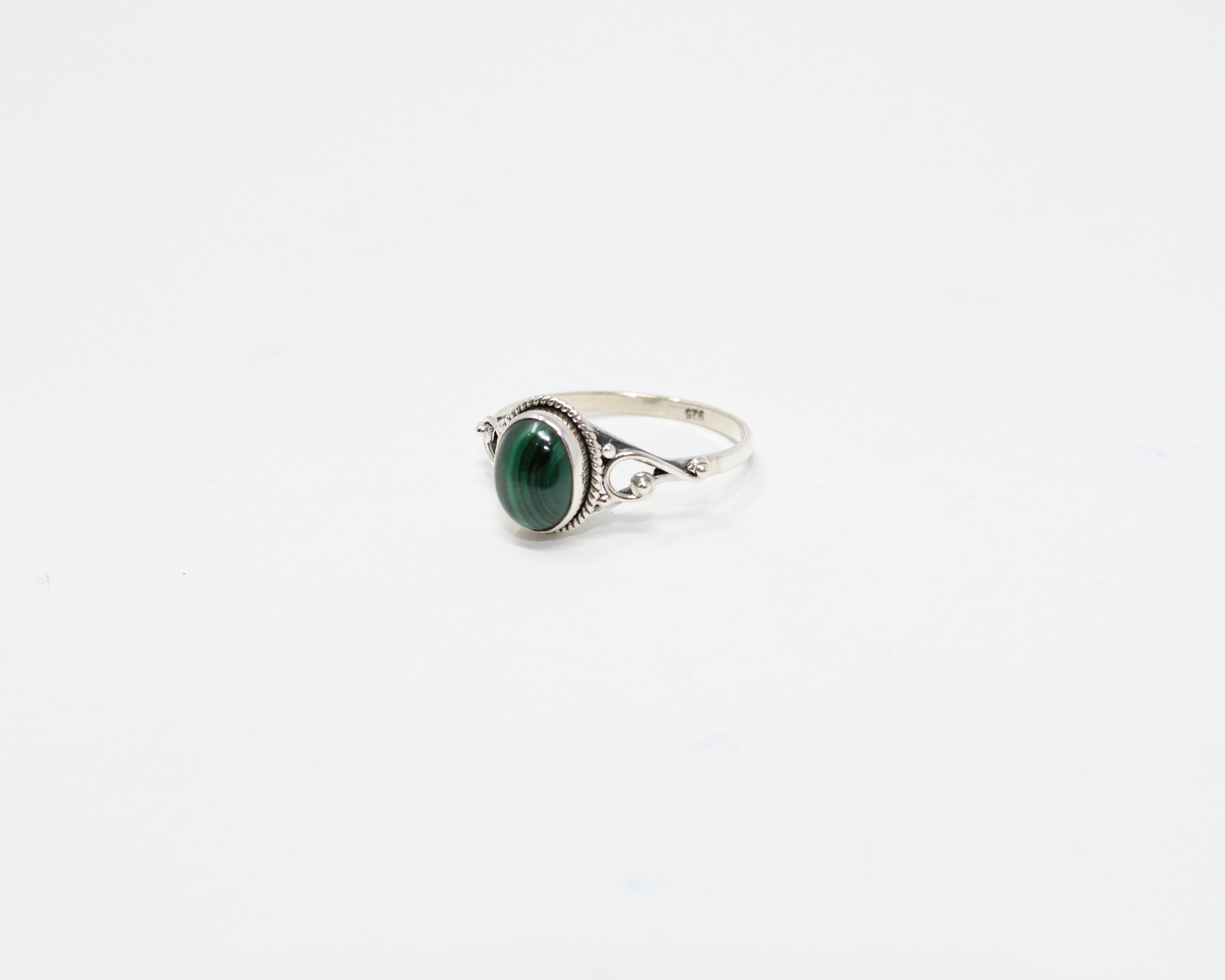 HARMONIE, bague argent sterling, pierre semi-précieuse, malachite.