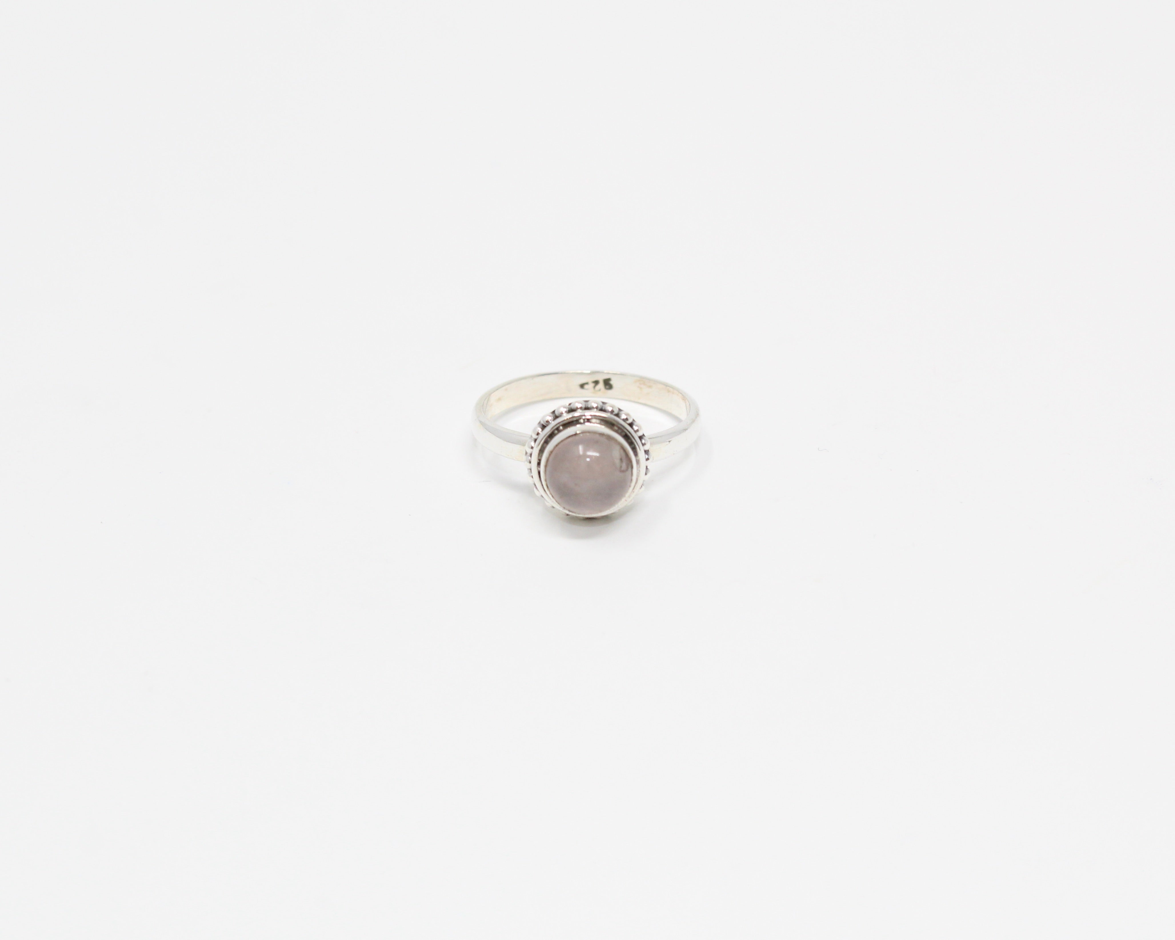 JUSTE, bague argent sterling & pierre semi-précieuse, quartz rose.