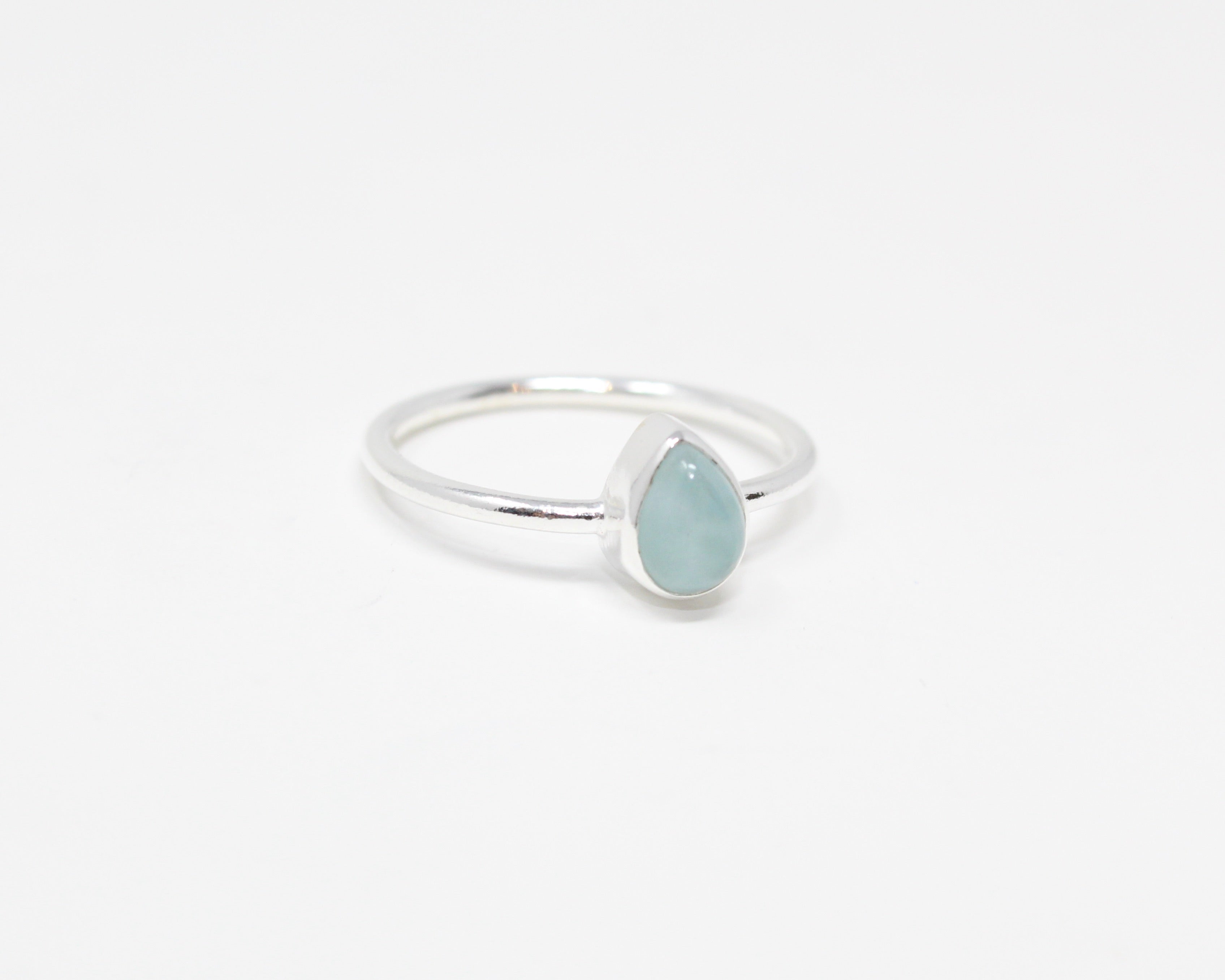 COQUETTE, bague argent sterling et pierre semi-précieuse, larimar.