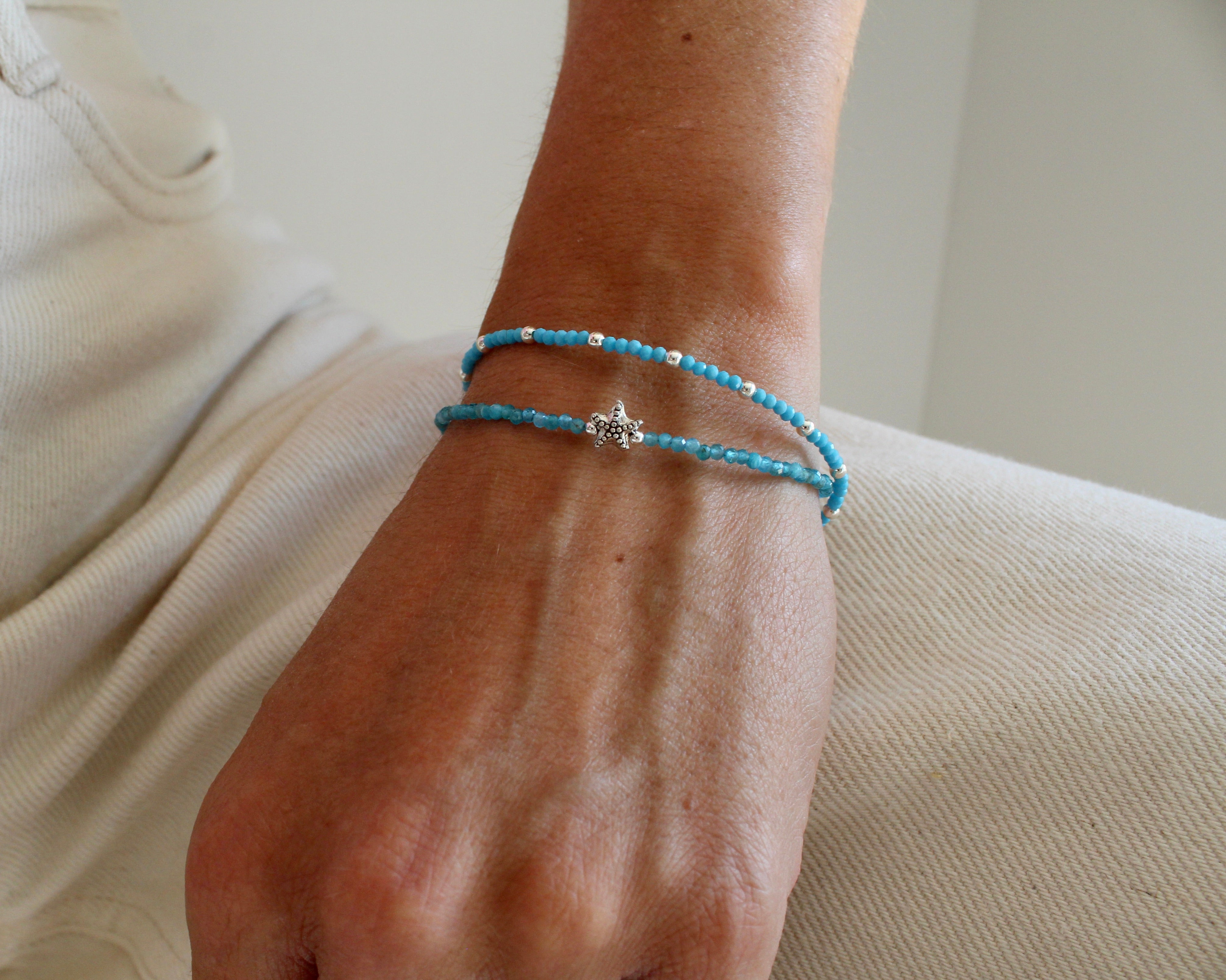 AQUA, bracelet argent sterling et pierre semi-précieuse.
