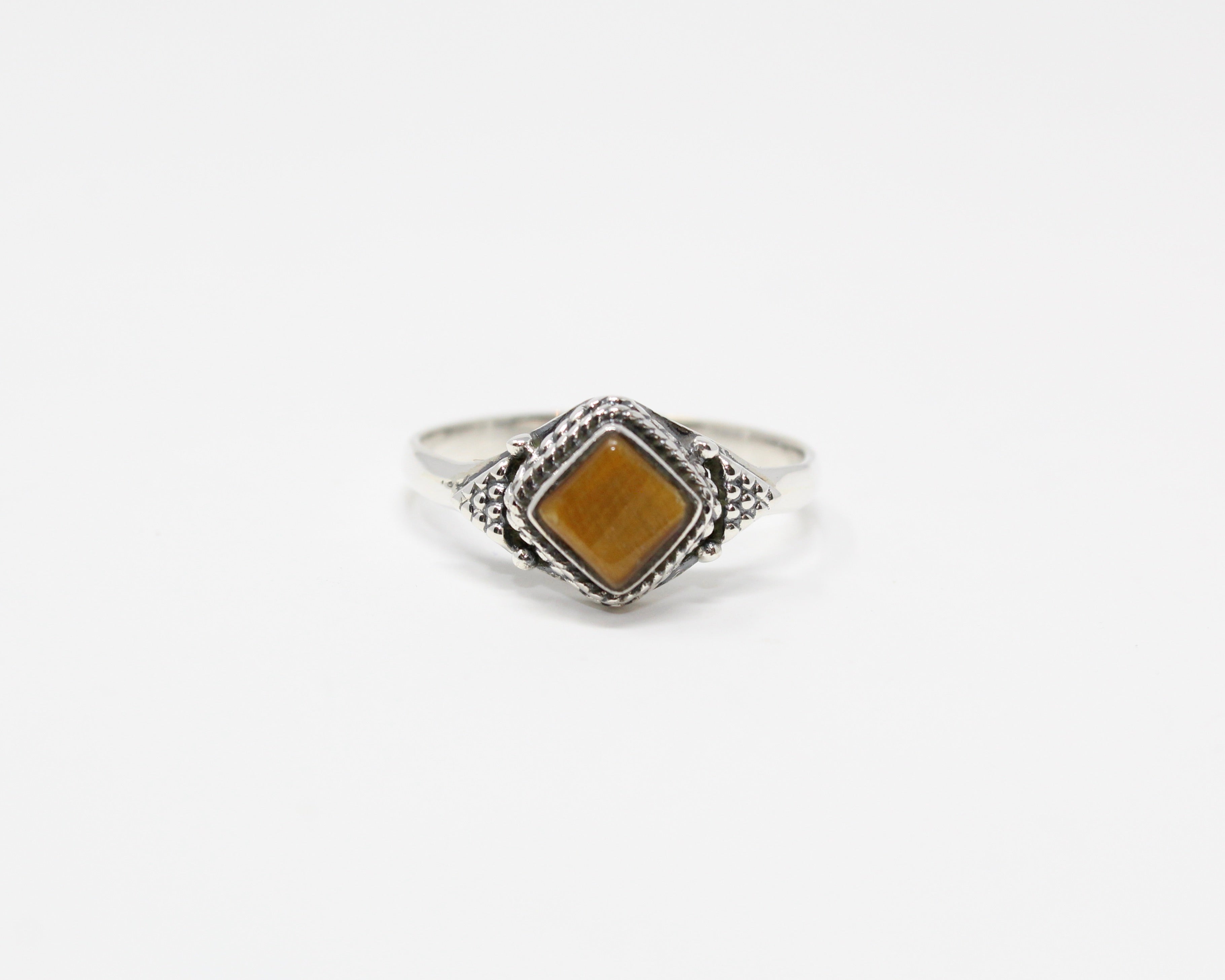 RAISON, bague argent sterling et pierre semi-précieuse, oeil-de-tigre.