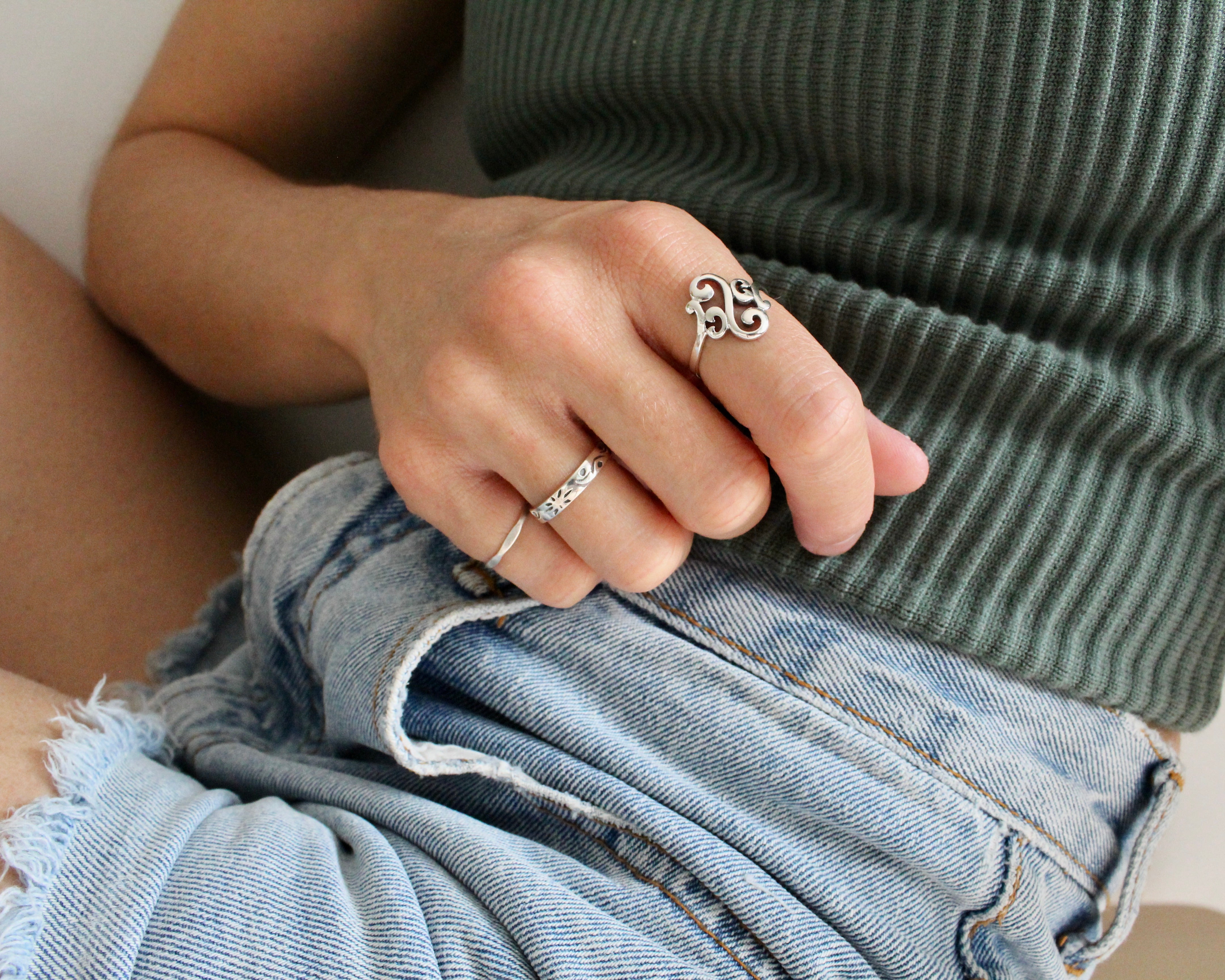 TROPIQUE, bague argent sterling.
