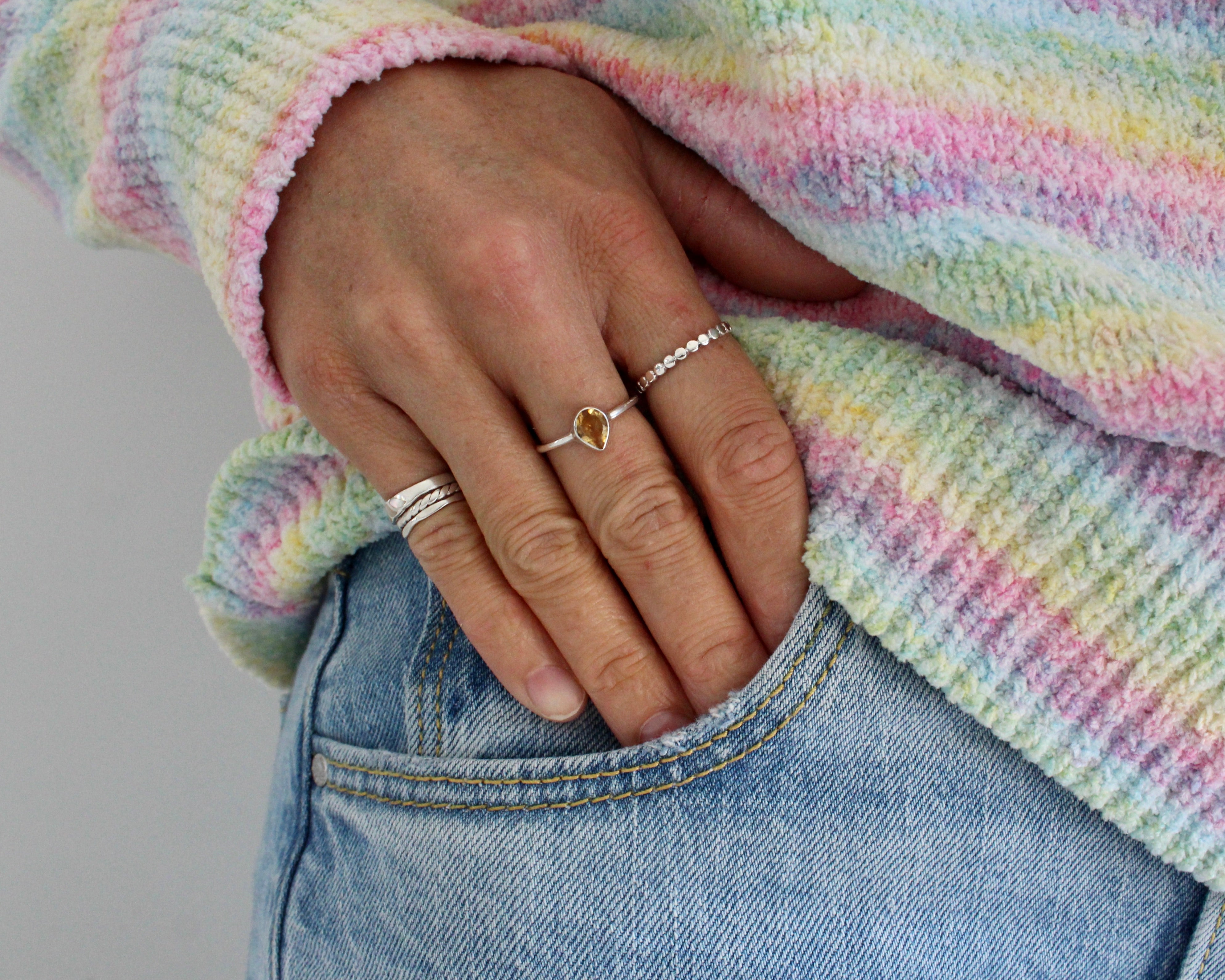 PLEXUS, bague argent sterling et pierre semi-précieuse, citrine.