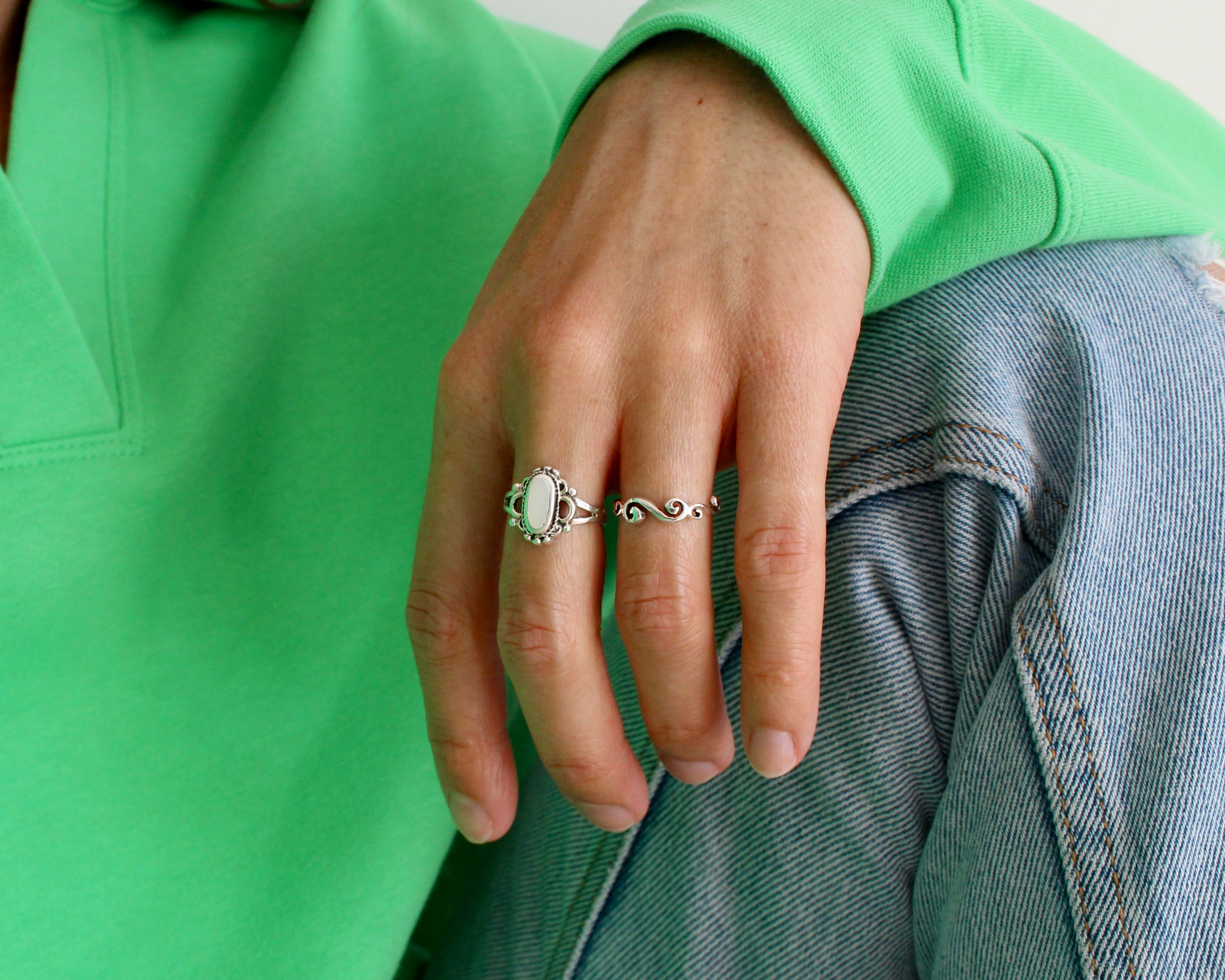 OASIS, bague argent sterling et nacre de perle.