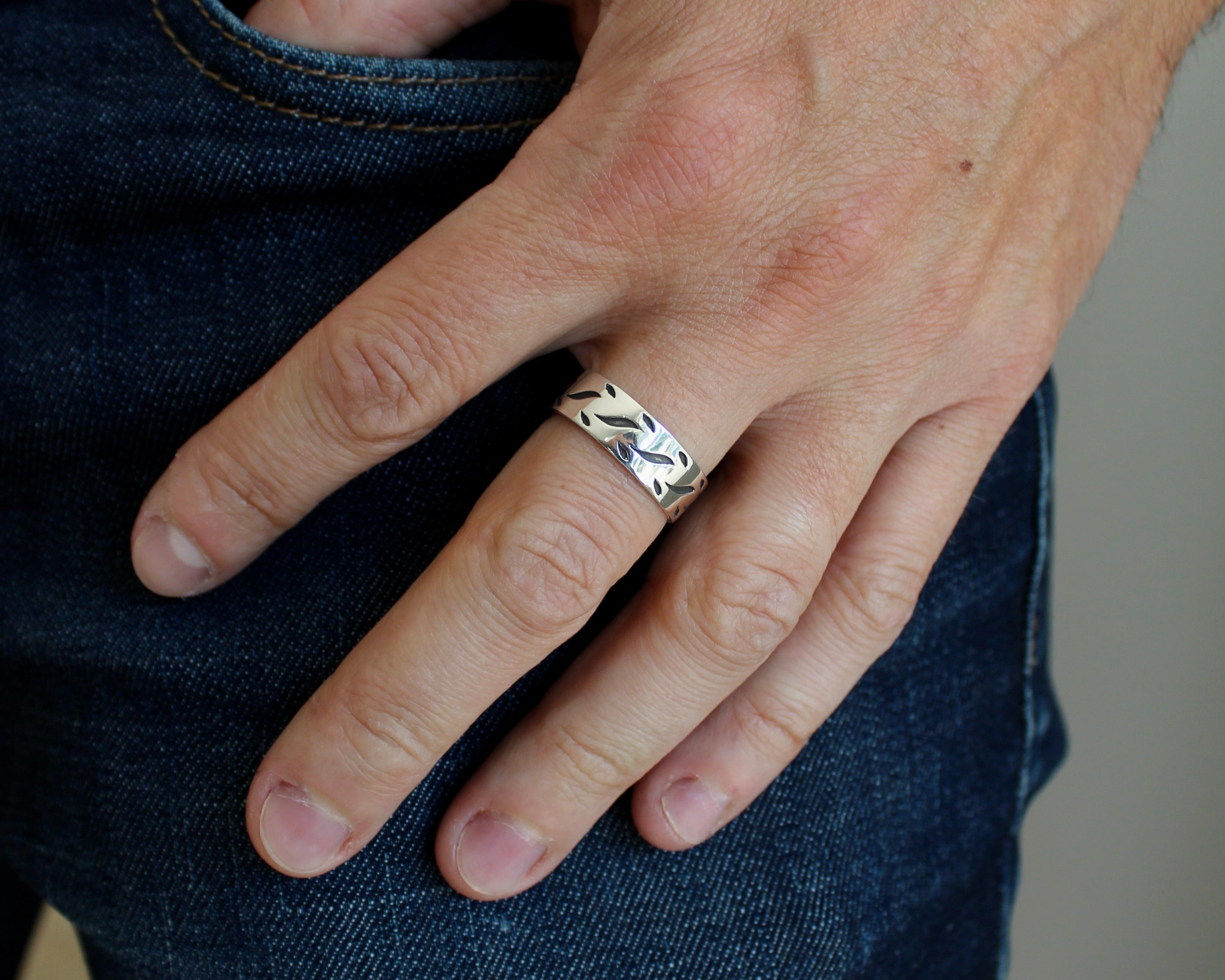 LAURIER, bague argent sterling.