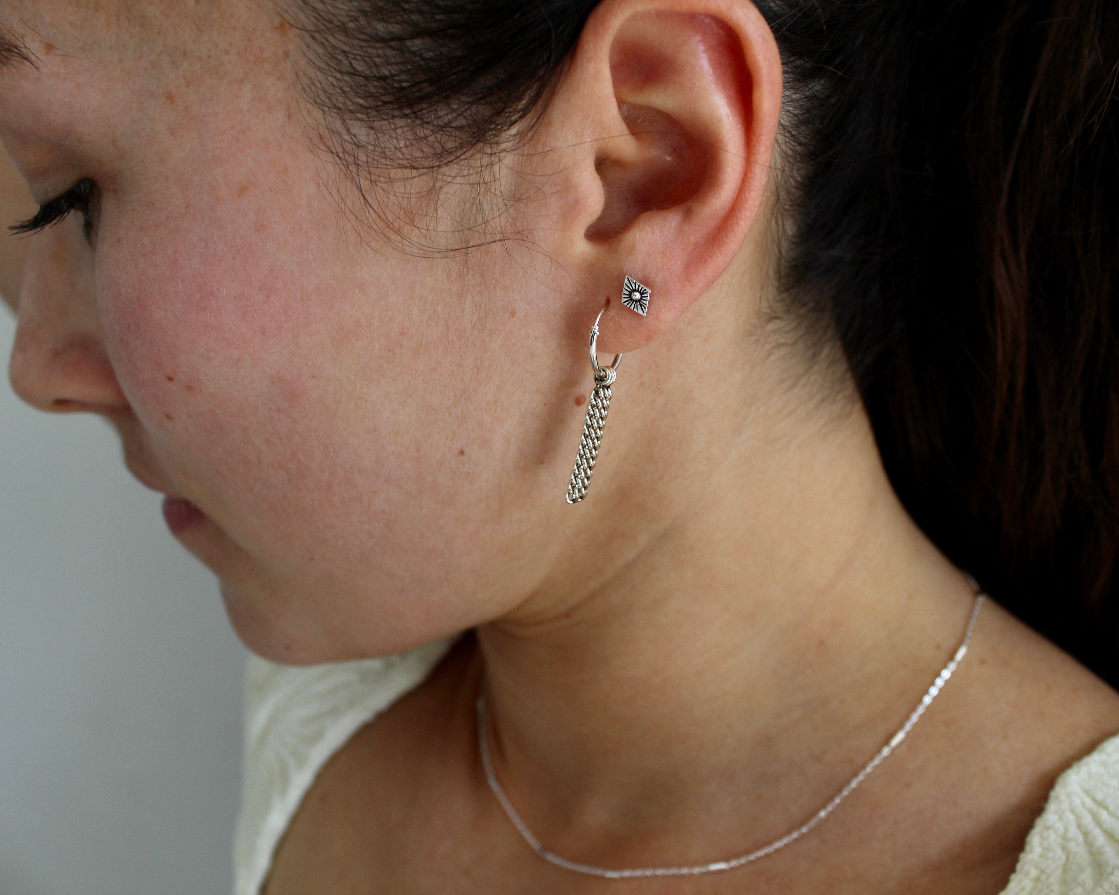 SOL, boucle d'oreille argent sterling.