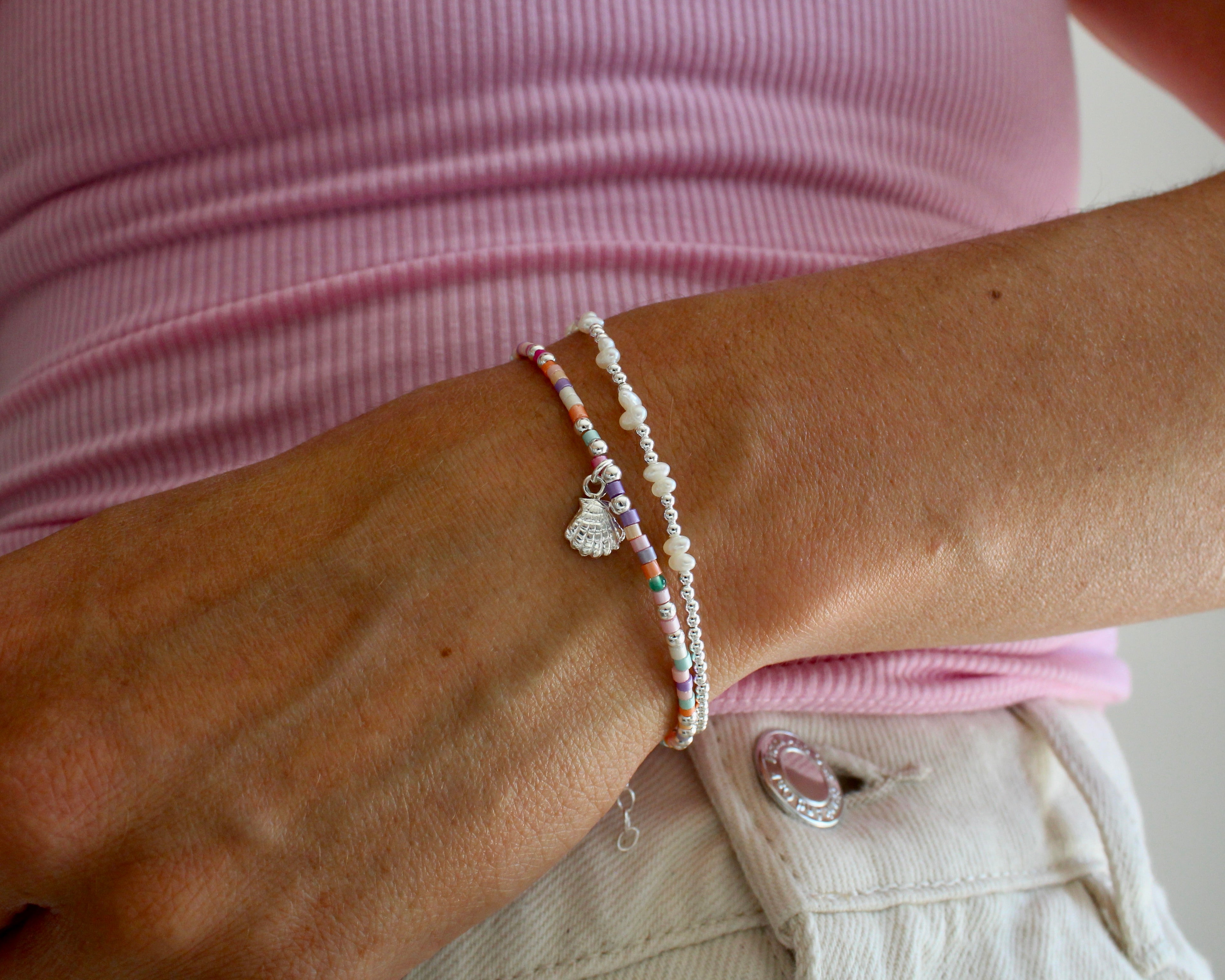 COQUE, bracelet argent sterling et billes.