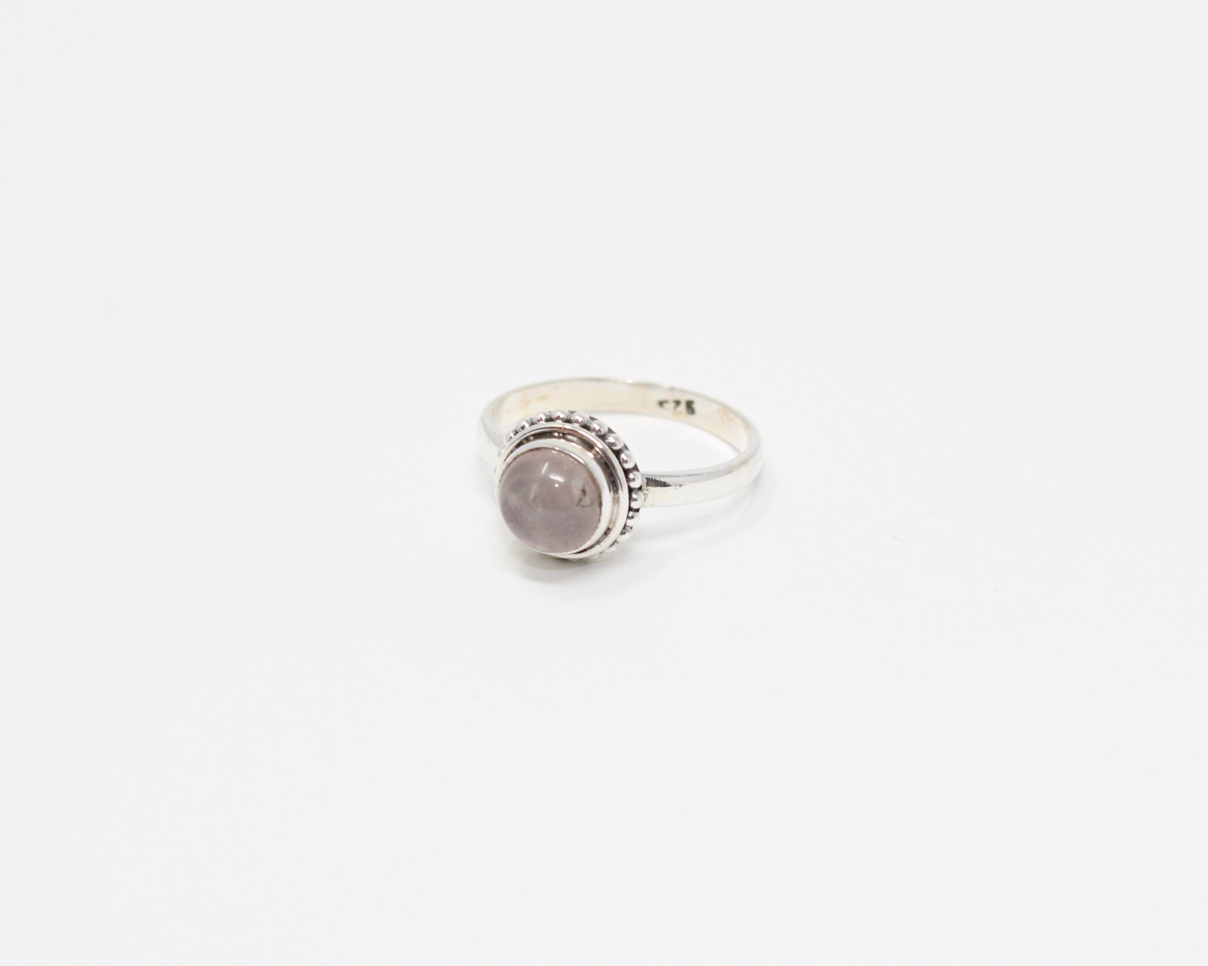 JUSTE, bague argent sterling & pierre semi-précieuse, quartz rose.