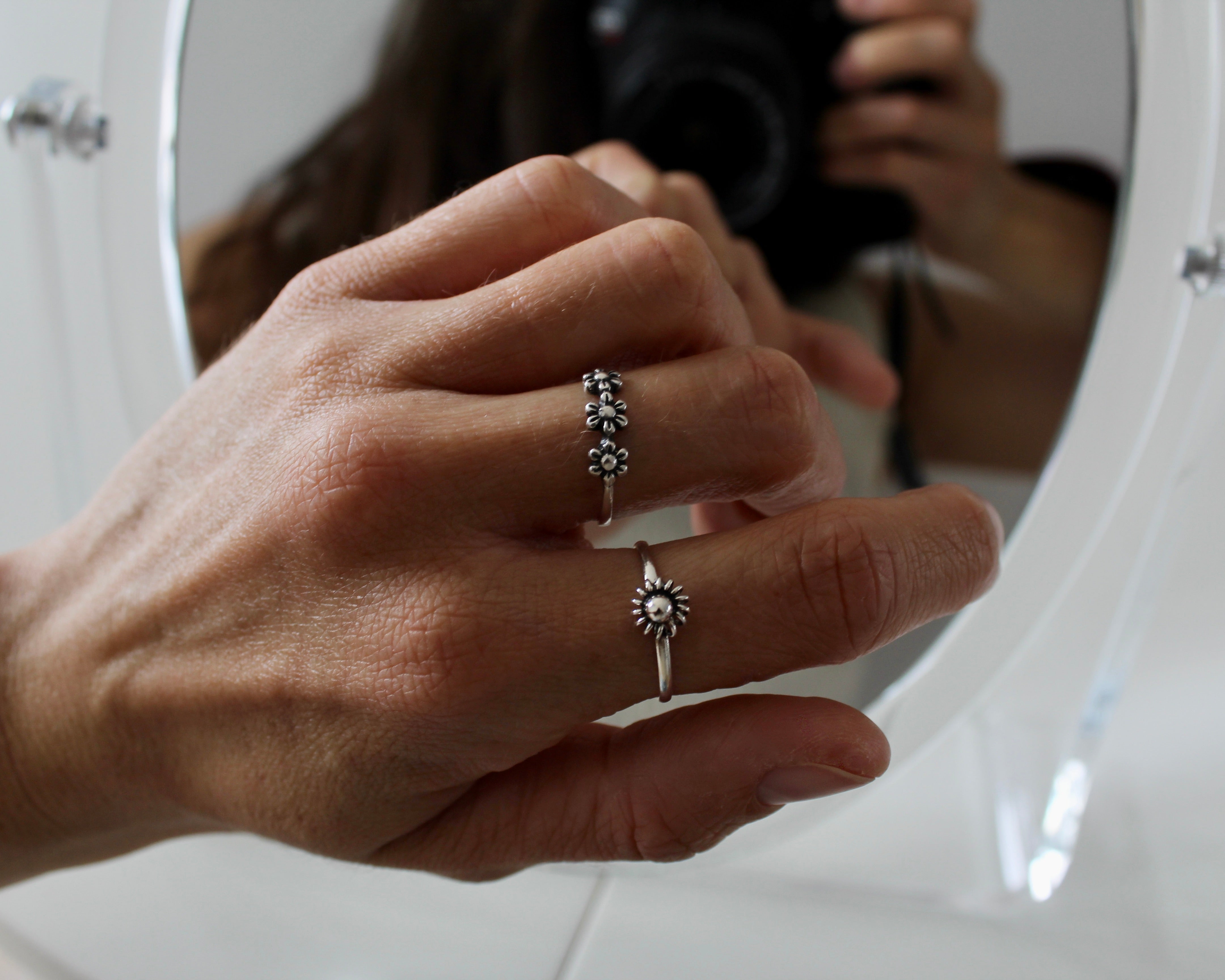 FLEUR, bague argent sterling.