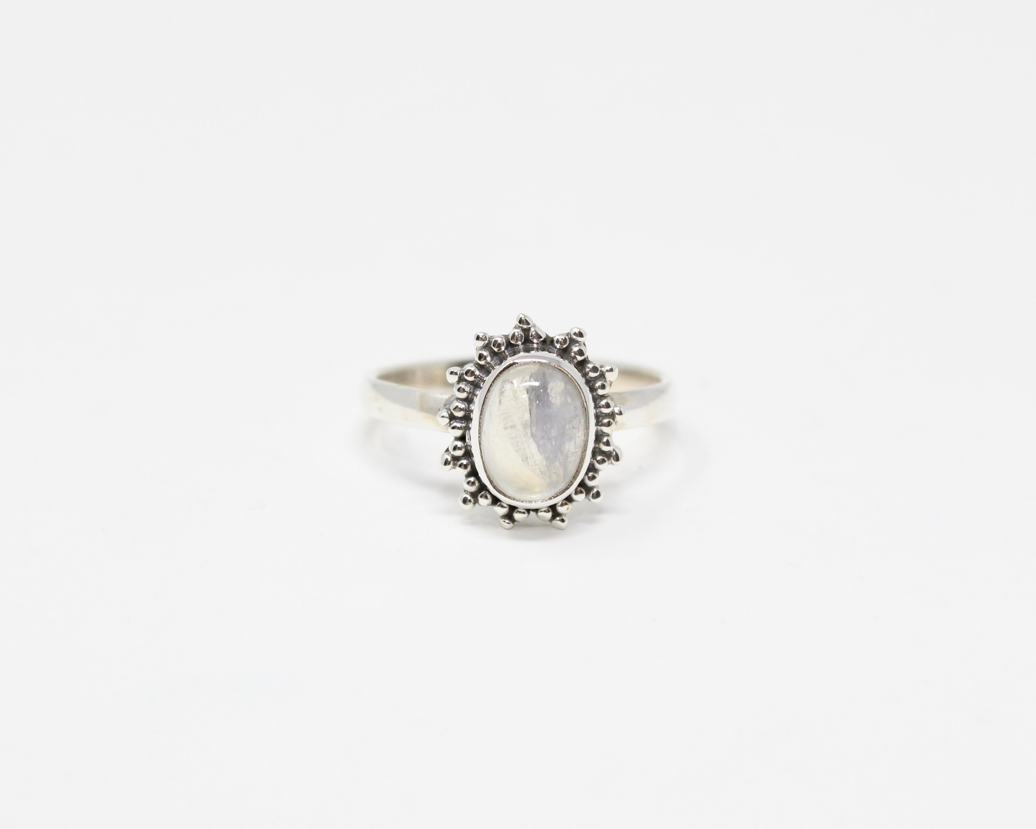 SOLAIRE, bague argent sterling et pierre semi-précieuse, pierre de lune.