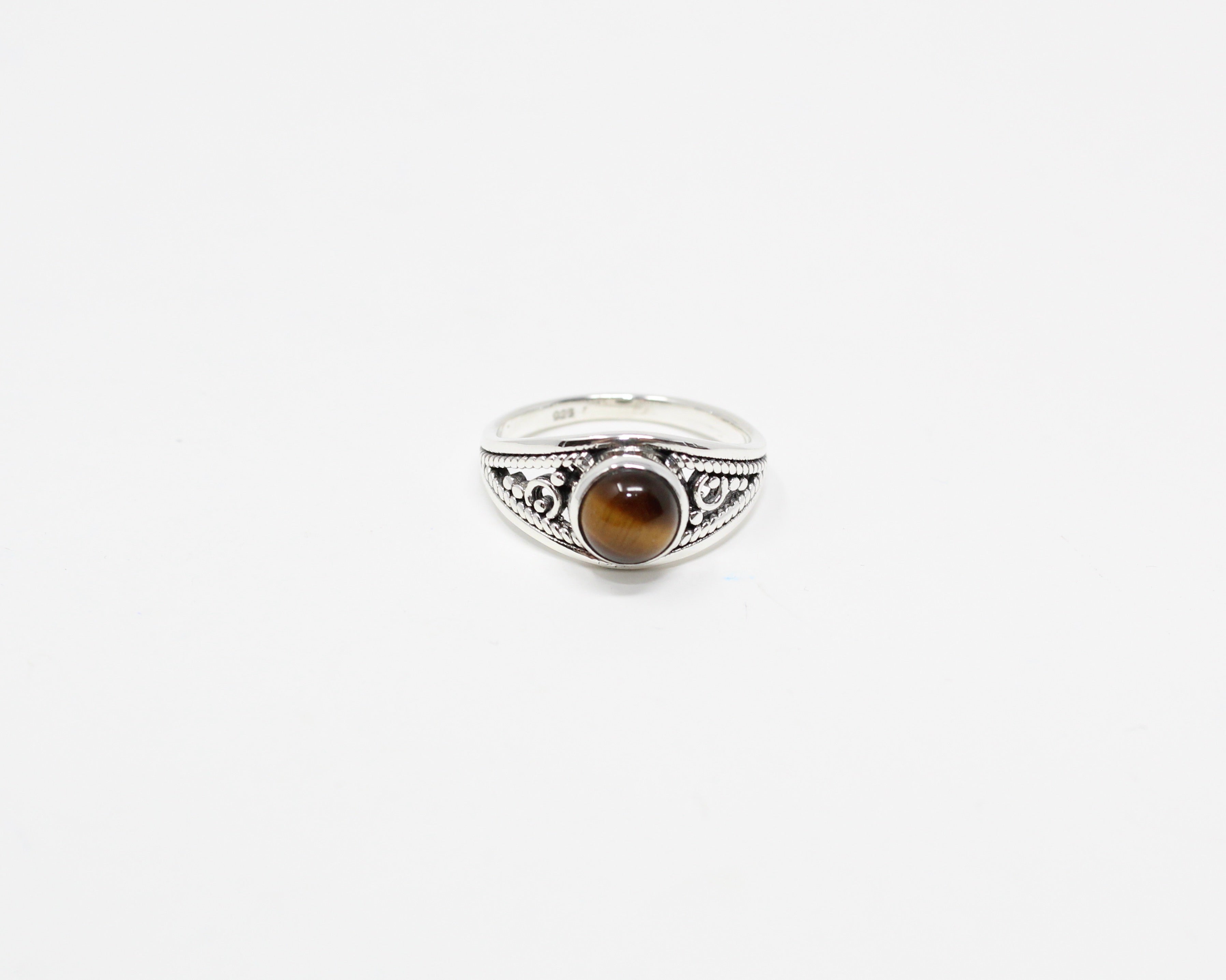 SAVANTE, bague argent sterling et pierre semi-précieuse, oeil-de-tigre.