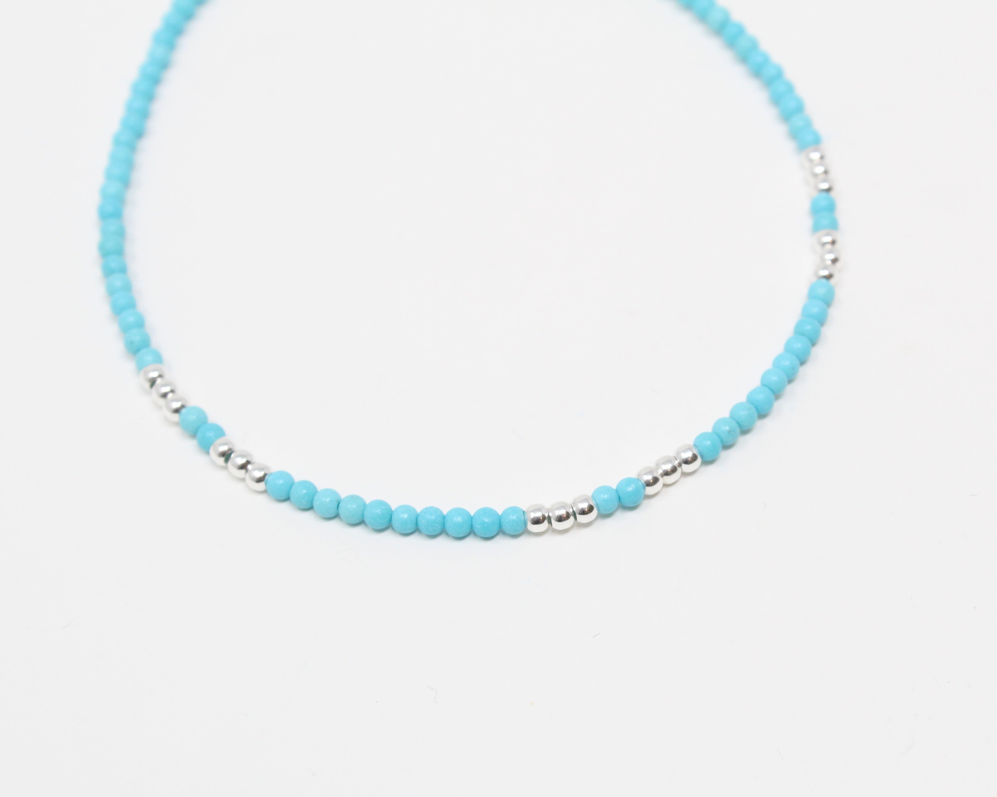 AQUA, bracelet de cheville, billes et argent sterling.