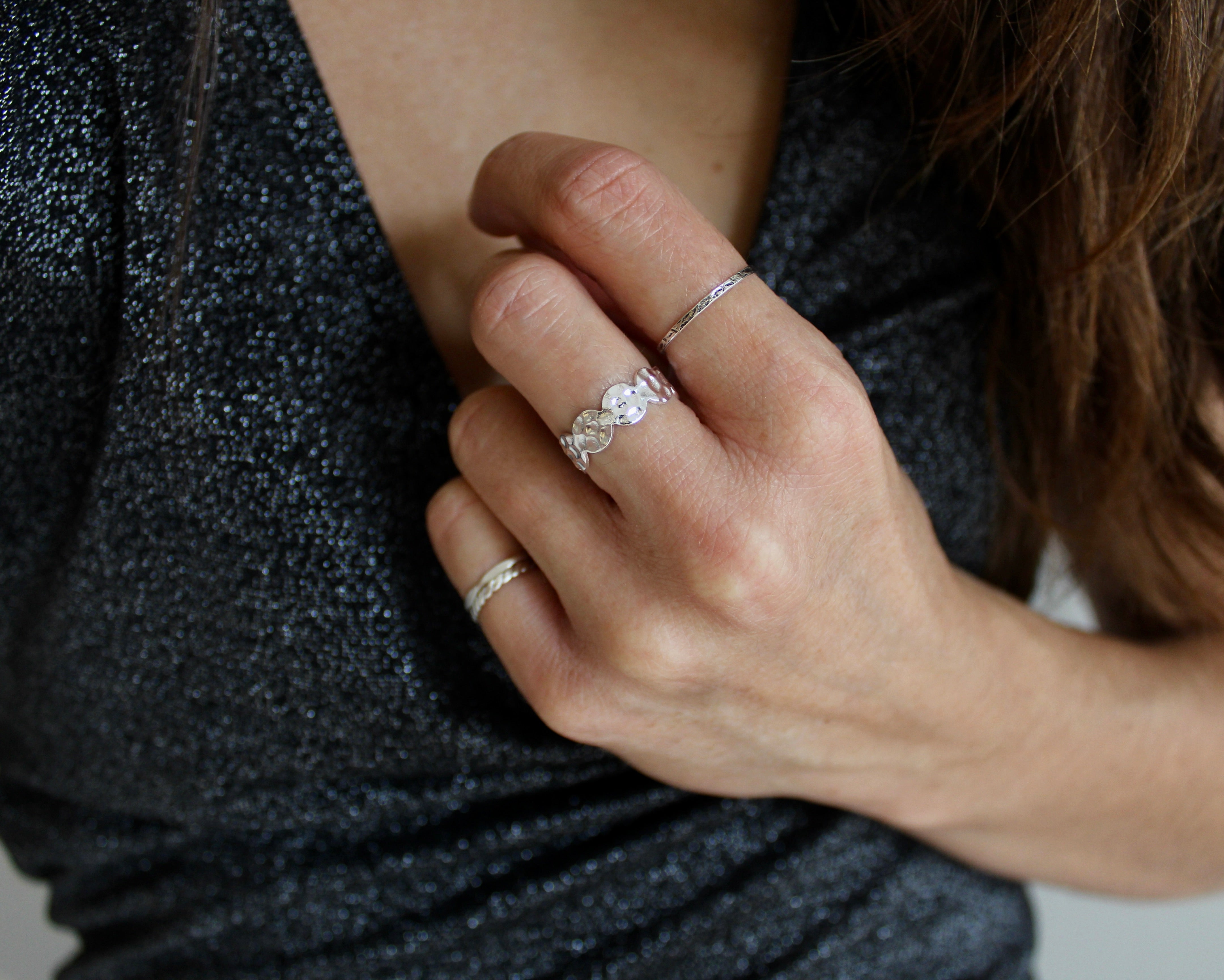 LUNAIRE,  bague argent sterling.