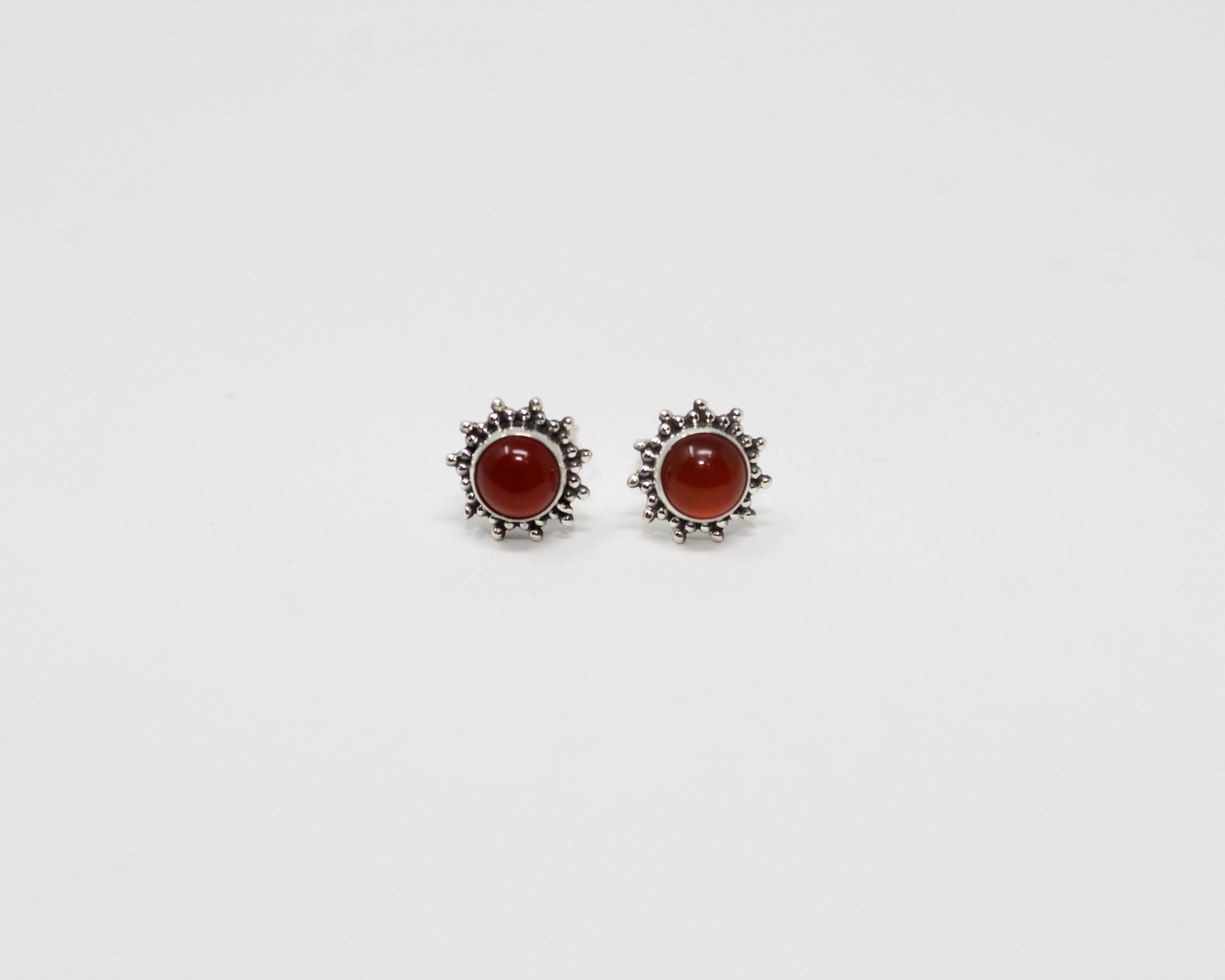 SOLAIRE, boucles d'oreilles argent sterling et pierre semi-précieuse, cornaline.