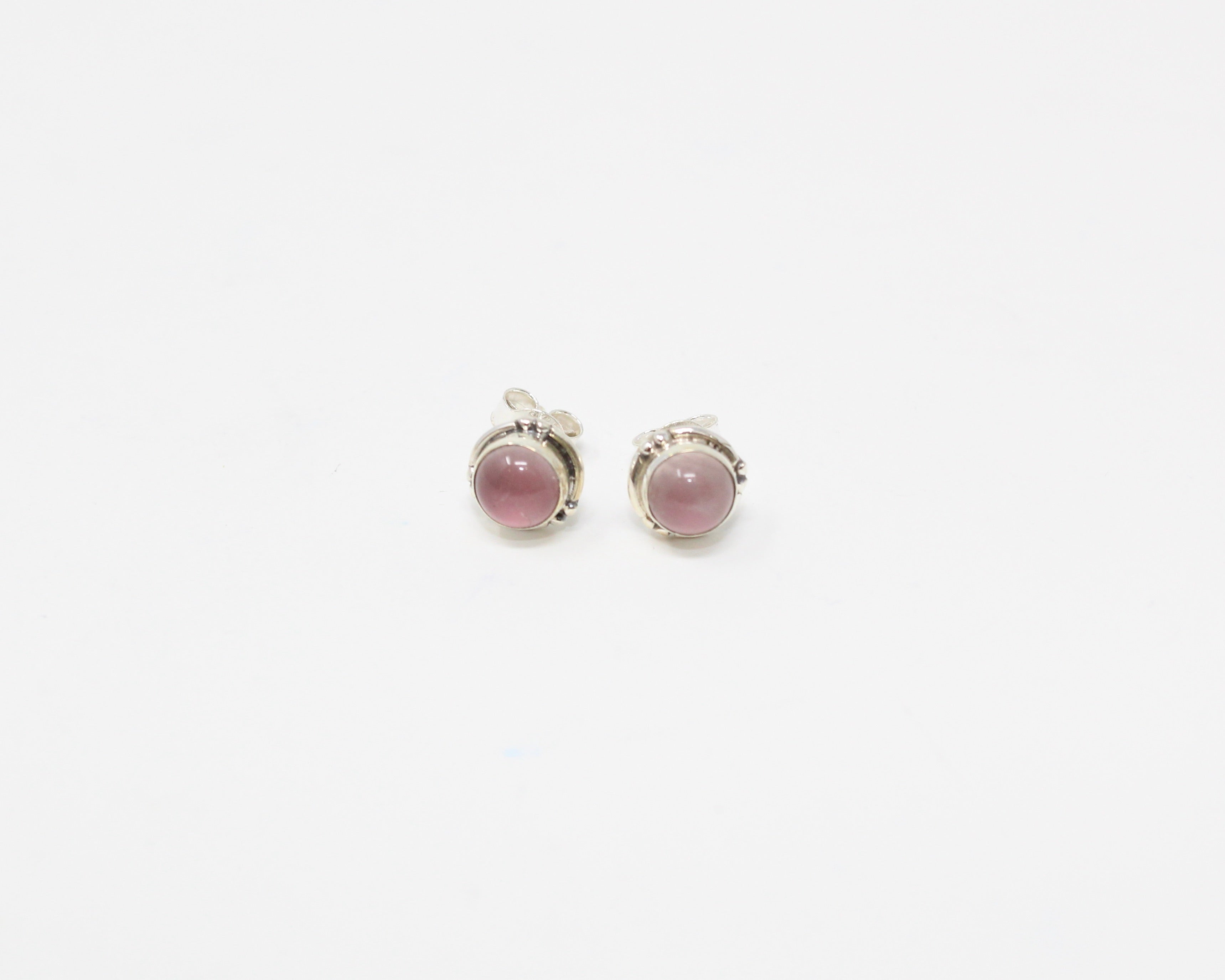 GRACE, boucles d'oreilles, argent sterling et pierre semi-précieuse, quartz rose.