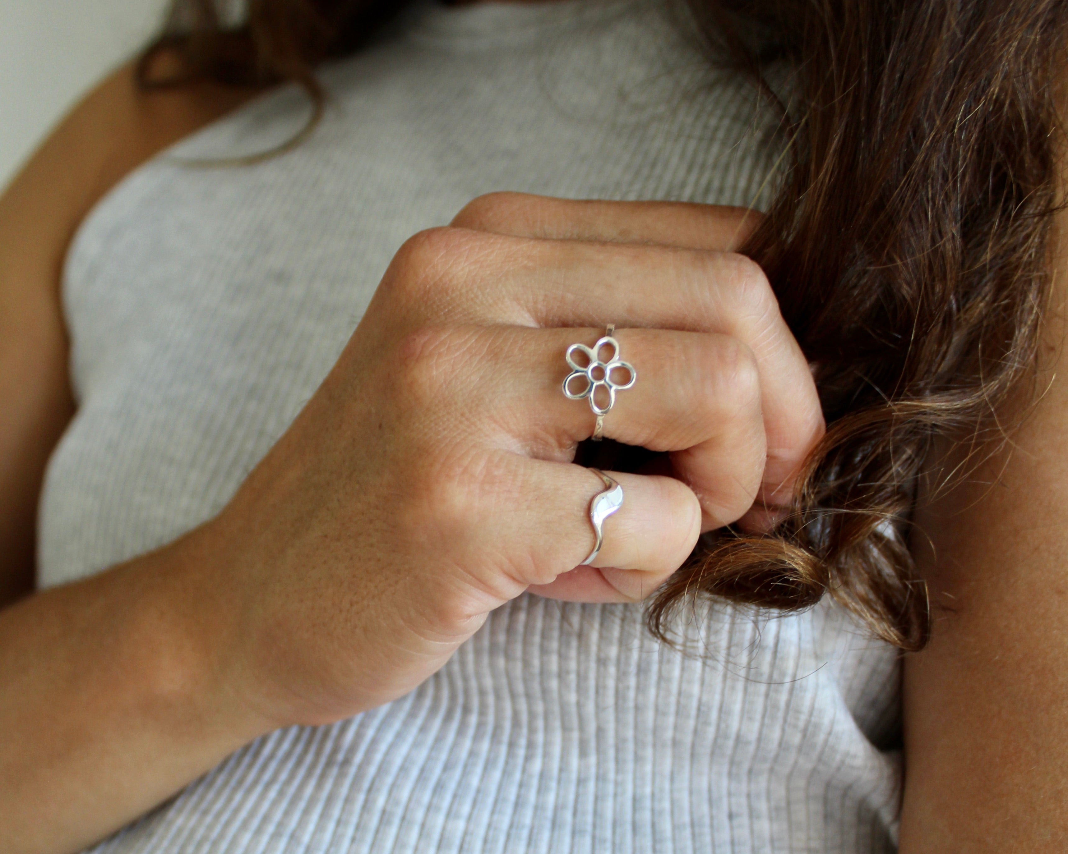 FLEURI, bague argent sterling.
