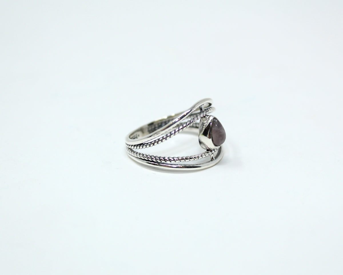 LOYAL, argent sterling et pierre semi-précieuse, quartz rose.