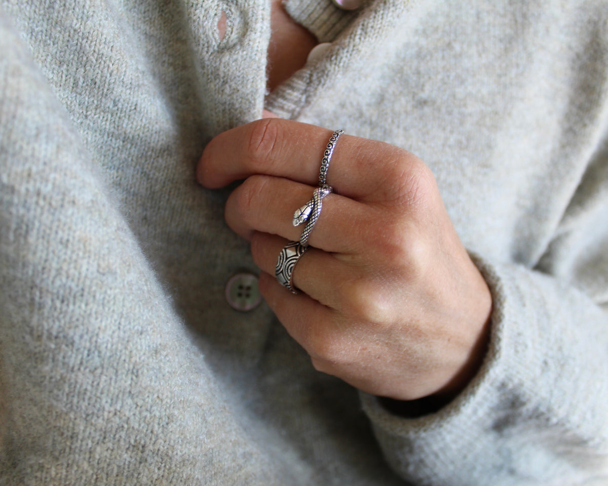 PYTHON, bague argent sterling.