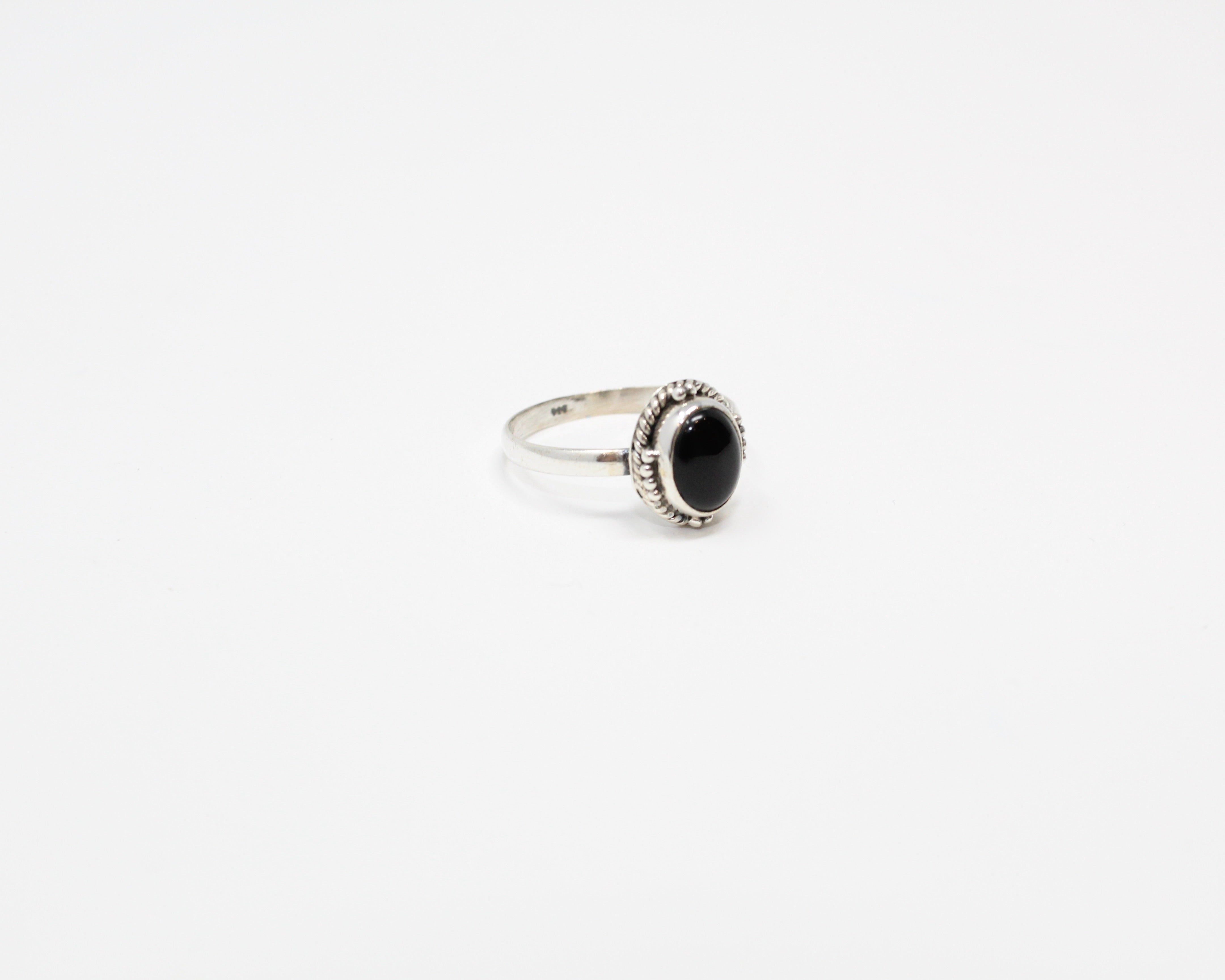 GRACE, bague argent sterling & pierre semi-précieuse, ONYX.